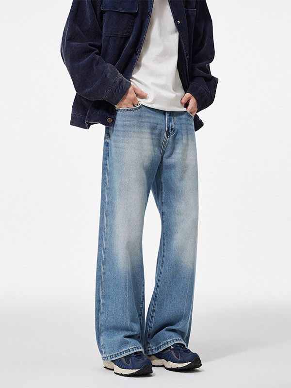 Japanese Brand Men's distressed cleanfit loose wide-leg casual flared jeans Size US 32 / EU 48 - 2 Thumbnail