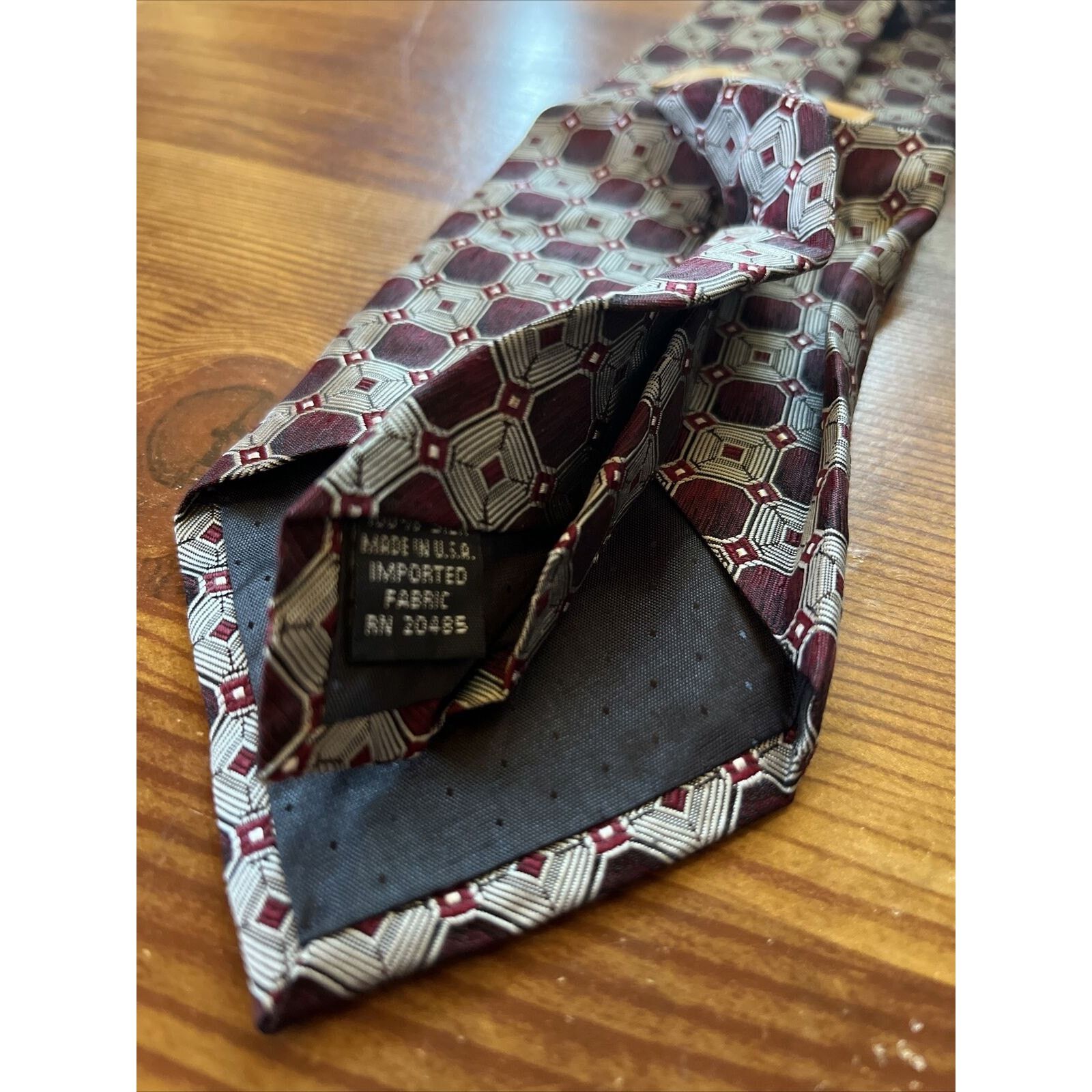 Stafford Stafford Men’s Silver Red Silk Geometric Abstract Necktie Size ONE SIZE - 5 Thumbnail