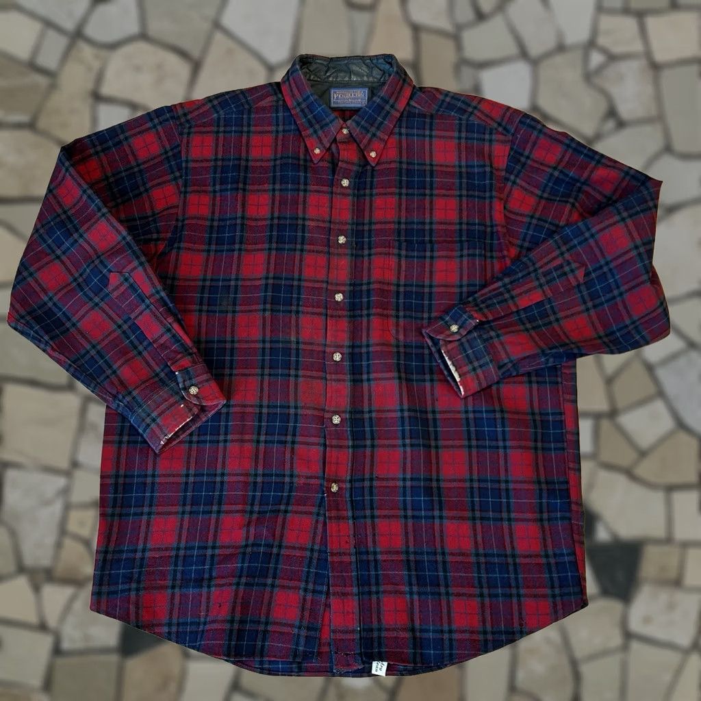 Pendleton Vintage Pendleton Button Up Plaid Shirt - Mens Large Red & Blue Size US L / EU 52-54 / 3 - 1 Thumbnail
