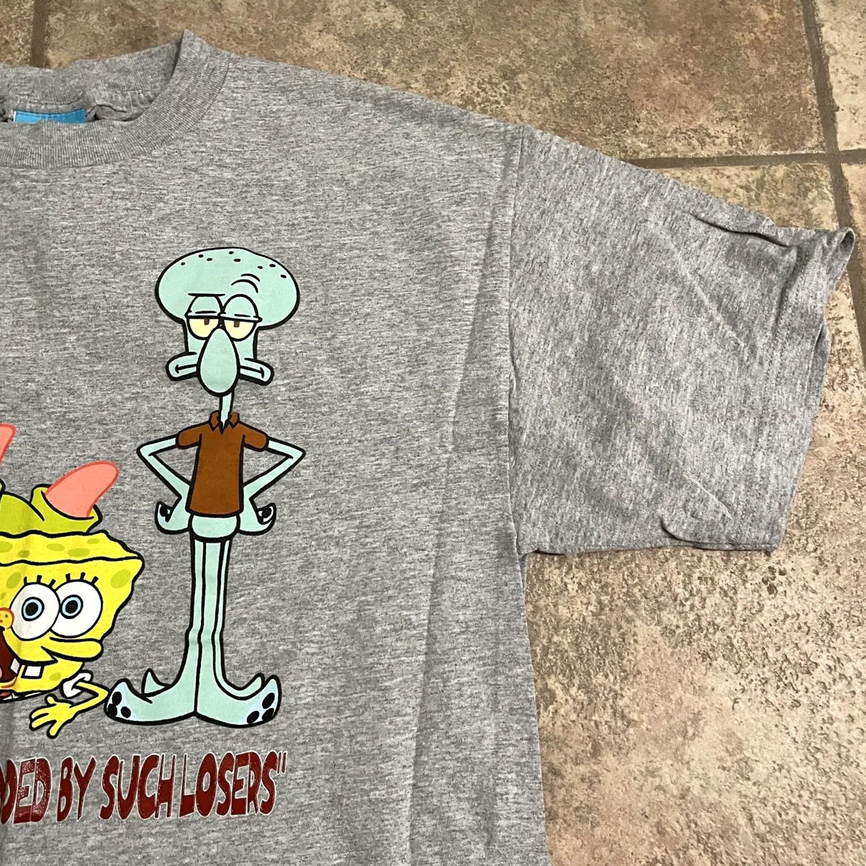 Vintage VINTAGE SpongeBob SquarePants Gray Cotton Tee Mens L USA Shirt Size US 33 - 2 Thumbnail