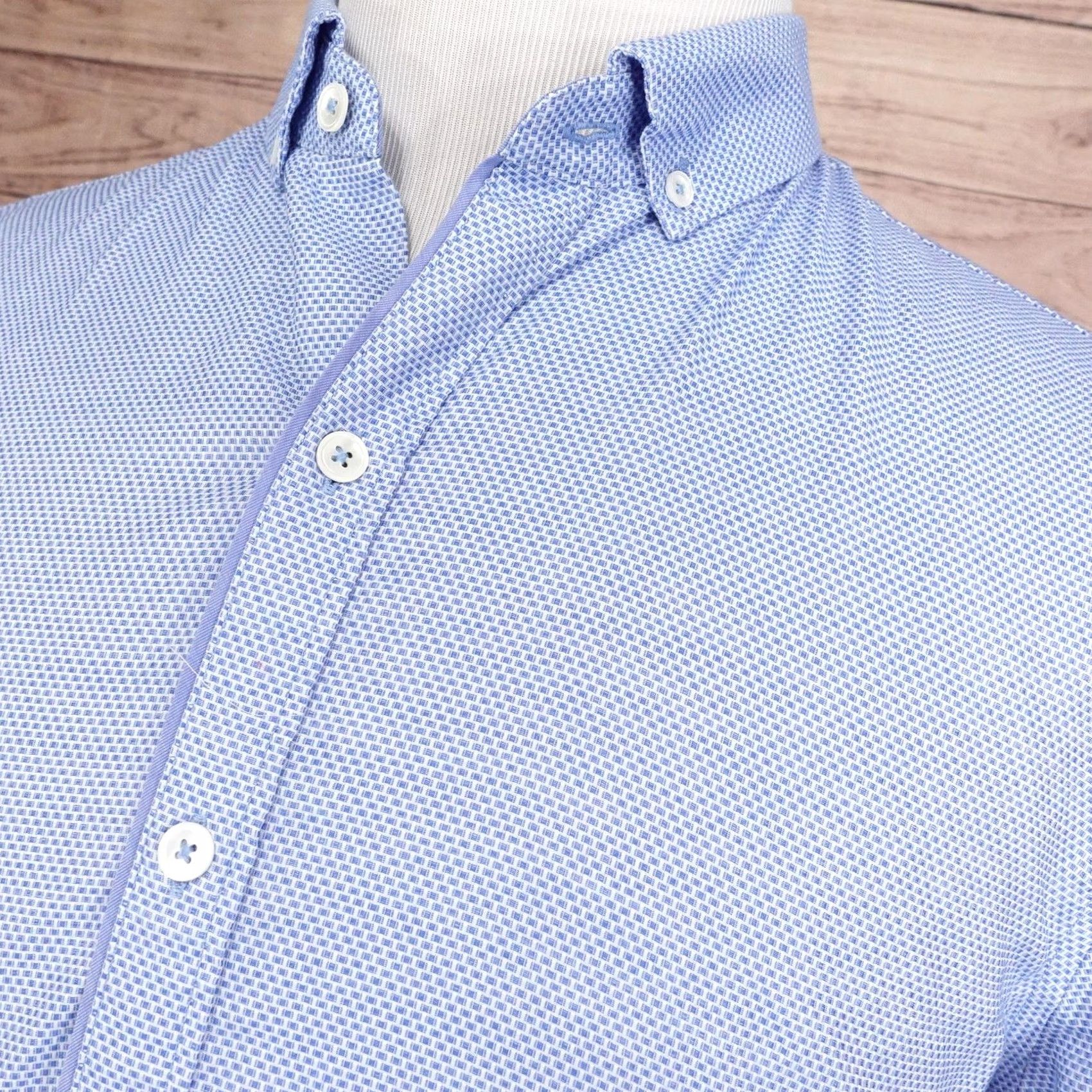 Vintage ZACHARY PRELL Shirt Mens L Blue Geometric Long Sleeve Button-Up Regular Fit Size US L / EU 52-54 / 3 - 2 Thumbnail