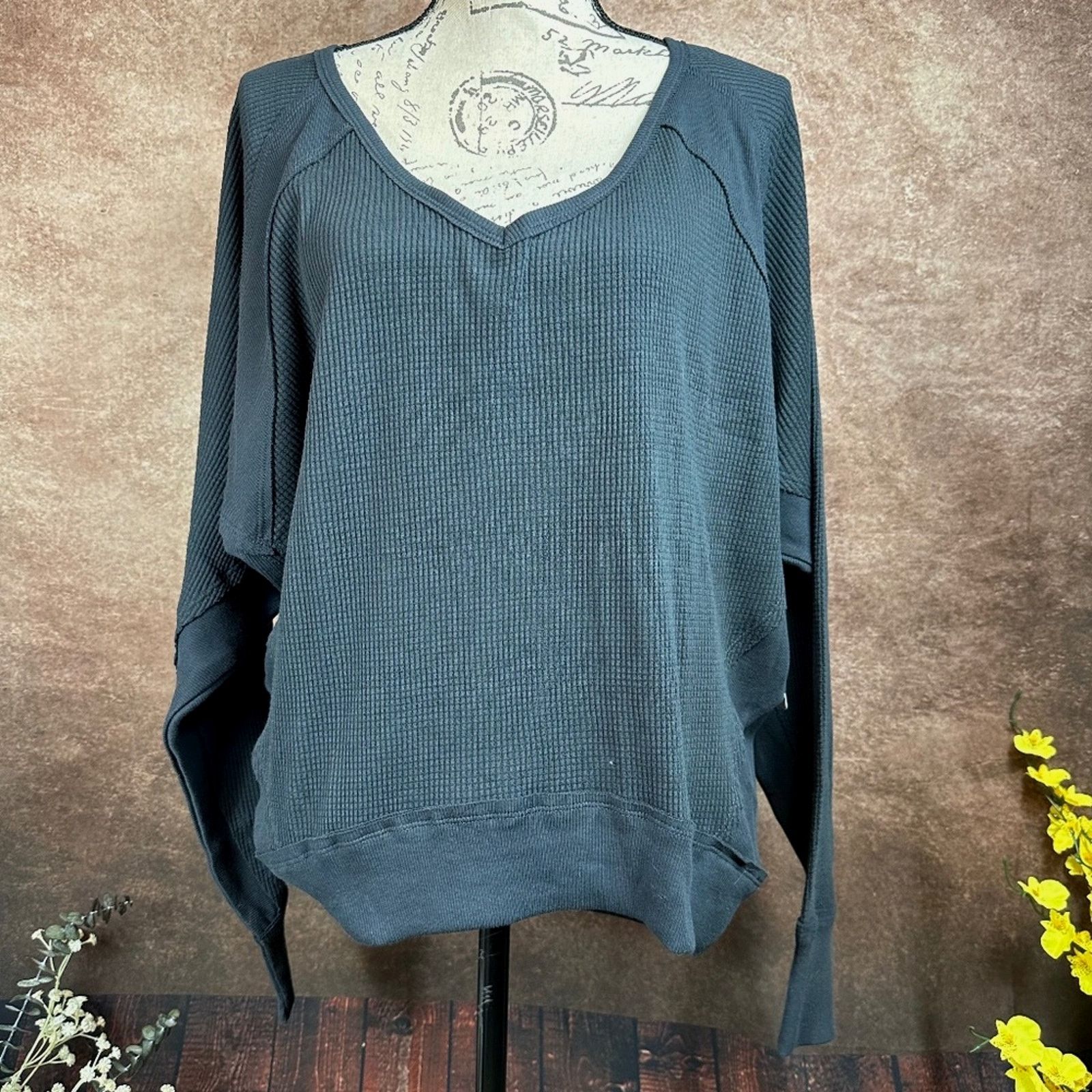 Free People Free People Santa Clara Ribbed Oversized Charcoal Black S Size S / US 4 / IT 40 - 6 Thumbnail