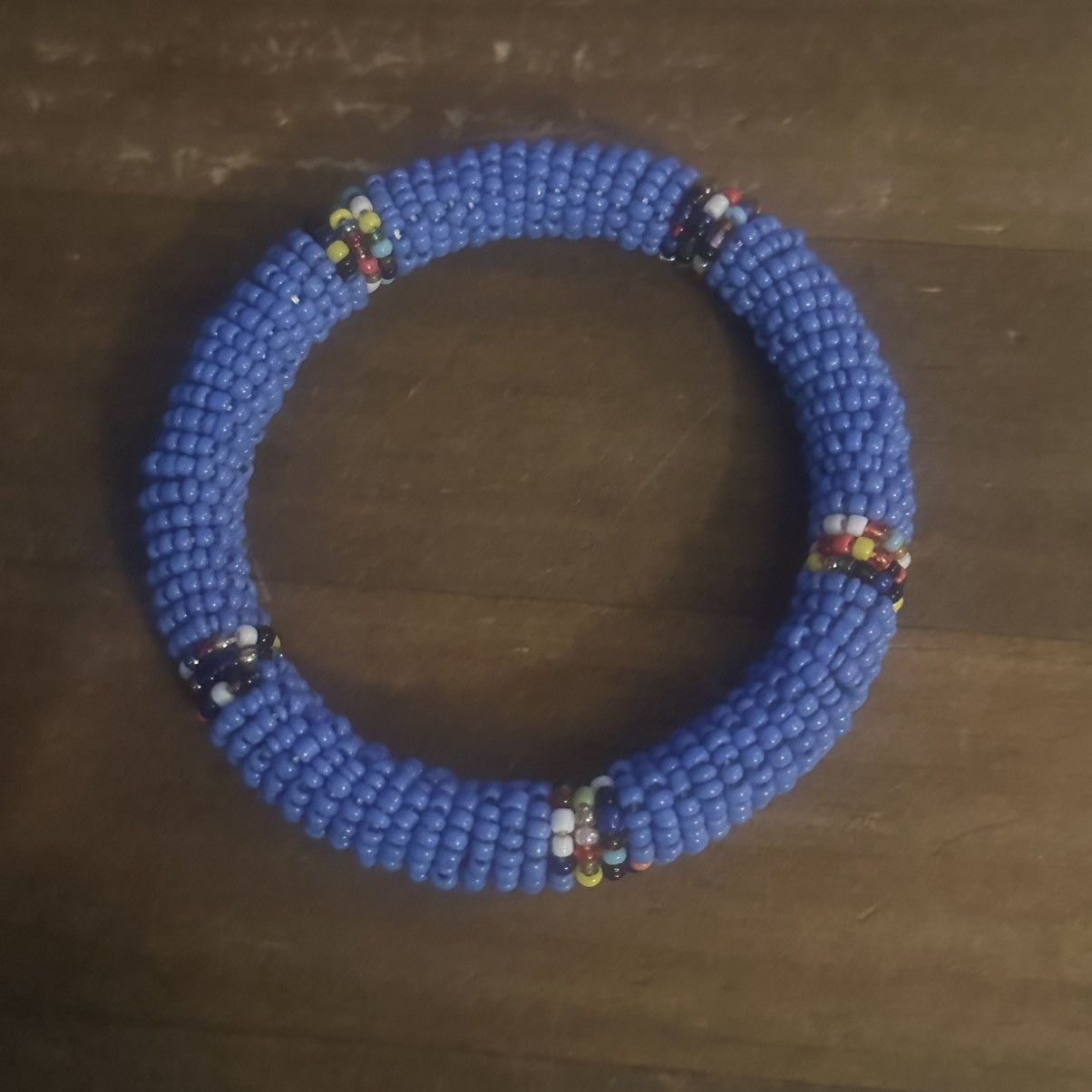 Other Blue African Maasai beaded bangle bracelet Size ONE SIZE - 4 Thumbnail