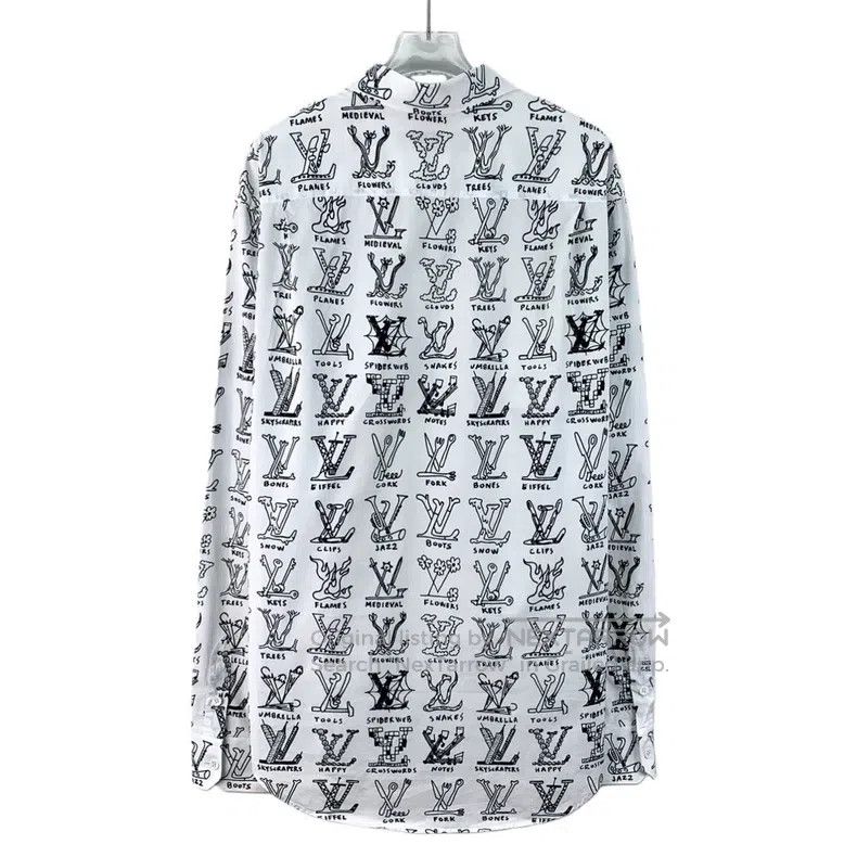 Louis Vuitton Louis Vuitton White logo graffiti full-print cotton lapel Size US XL / EU 56 / 4 - 2 Thumbnail