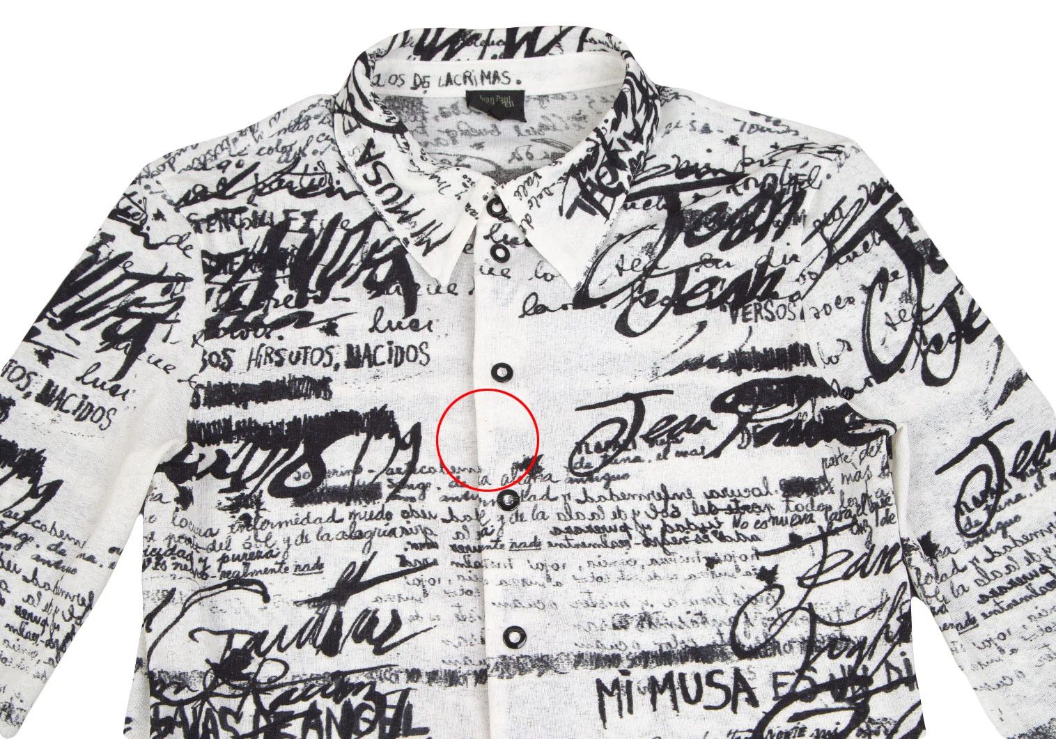 Jean Paul Gaultier Polyester Snap Button Shirt in Black and White, Size 48 Size US M / EU 48-50 / 2 - 2 Thumbnail