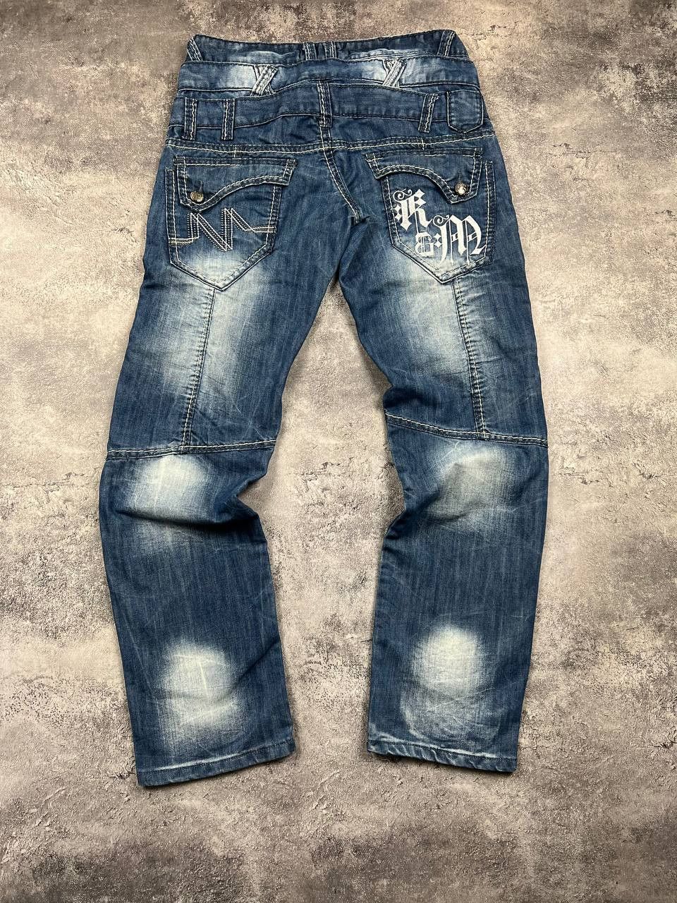 Vintage Kosmo Lupo Belted Denim Jeans Rare Big Logo Y2K Avant Garde Size US 31 - 8 Thumbnail
