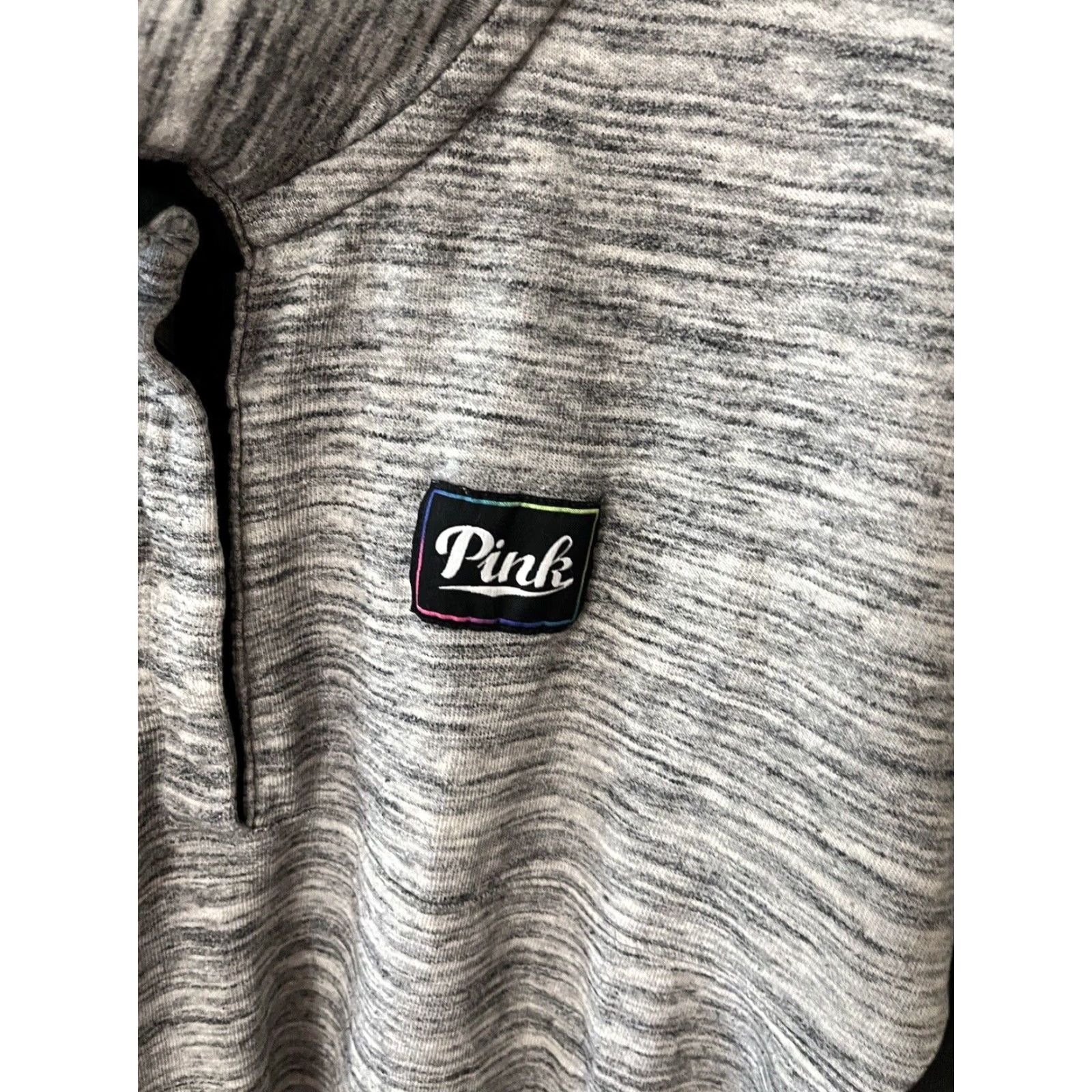 Pinko PINK Victoria's Secret Sweatshirt Women M Gray 1/4 Zip Fleece Pullover Mock Neck Logo Activewear Casual Pullover Sweatshirt Womens Size M / US 6-8 / IT 42-44 - 2 Thumbnail