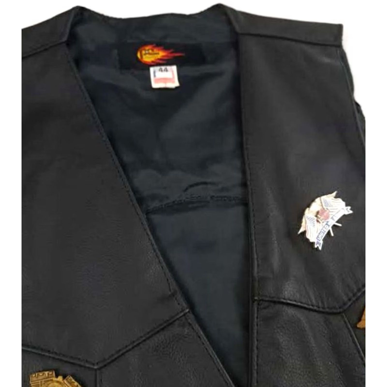 Vintage PNC Leathers Leather Vest 44 Black Biker USA Fallen Heroes Memorial Full Metal Button made Unisex Adults Size US S / EU 44-46 / 1 - 6 Thumbnail