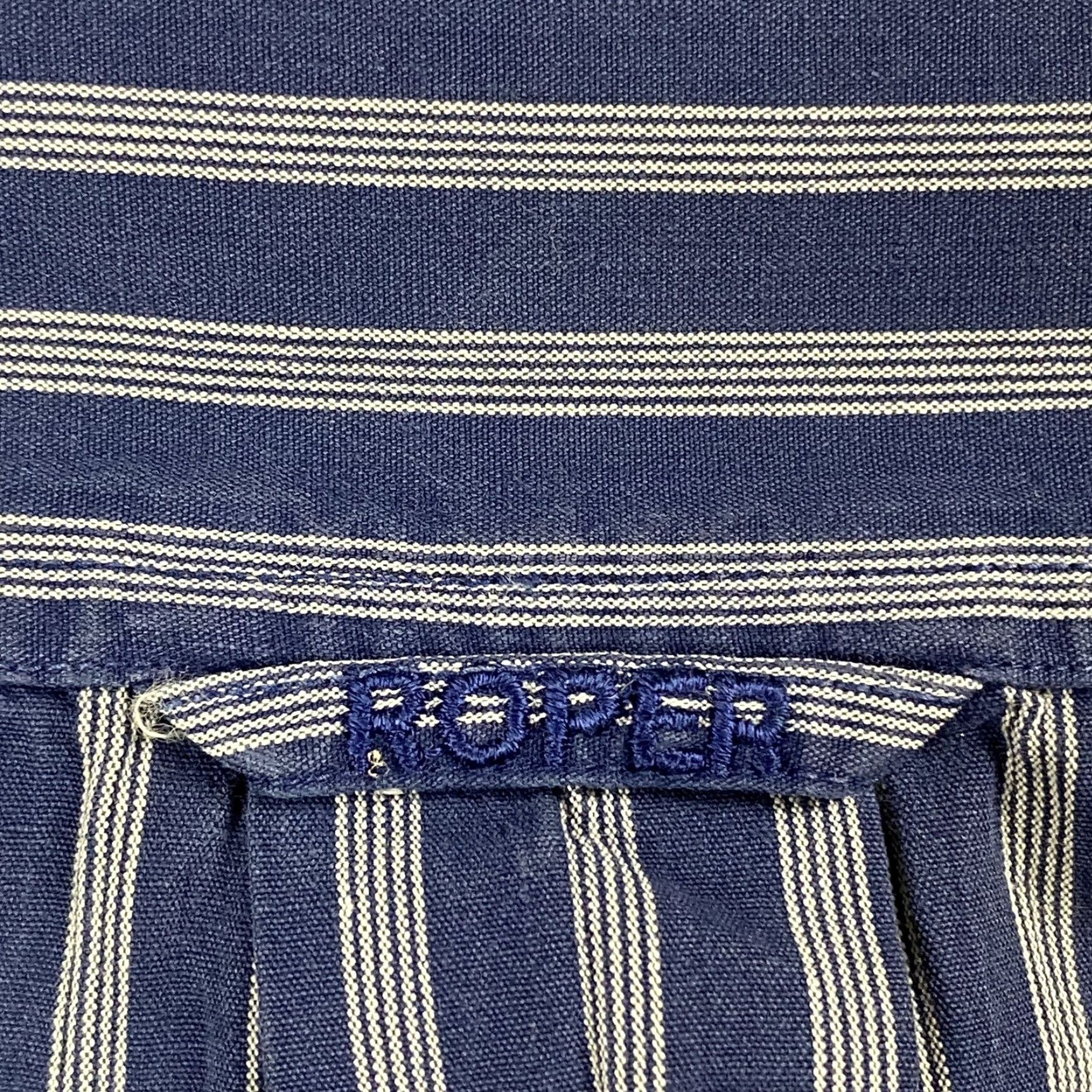 Roper VTG Roper 90s Shirt M/L Mens Short Sleeve Striped Button-Up Cowboy Western Bull Rider Blue Corduroy/ Cotton Size US M / EU 48-50 / 2 - 8 Thumbnail