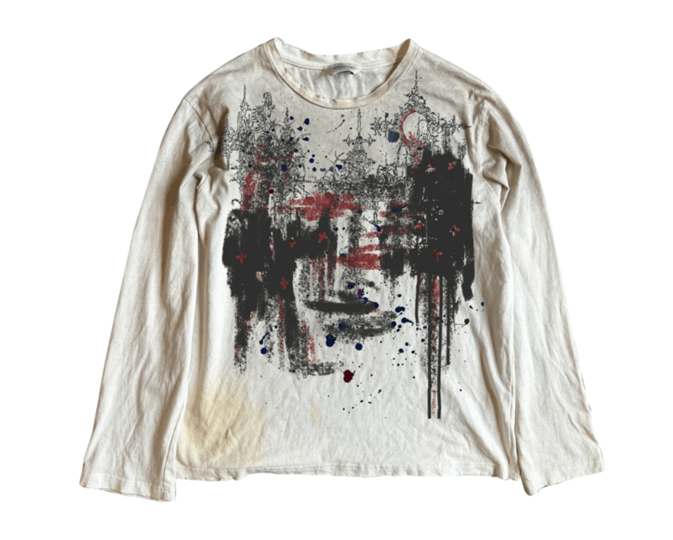 Japanese Brand Summer Cartoon Printed Destroyed Long Sleeves Size US L / EU 52-54 / 3 - 1 Thumbnail