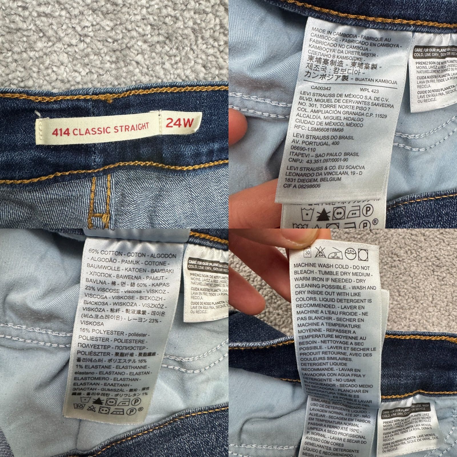 Levi's Levi's 414 Classic Straight Jeans Women 24W Blue Dark Wash Casual Size 42" / US 20 - 8 Thumbnail
