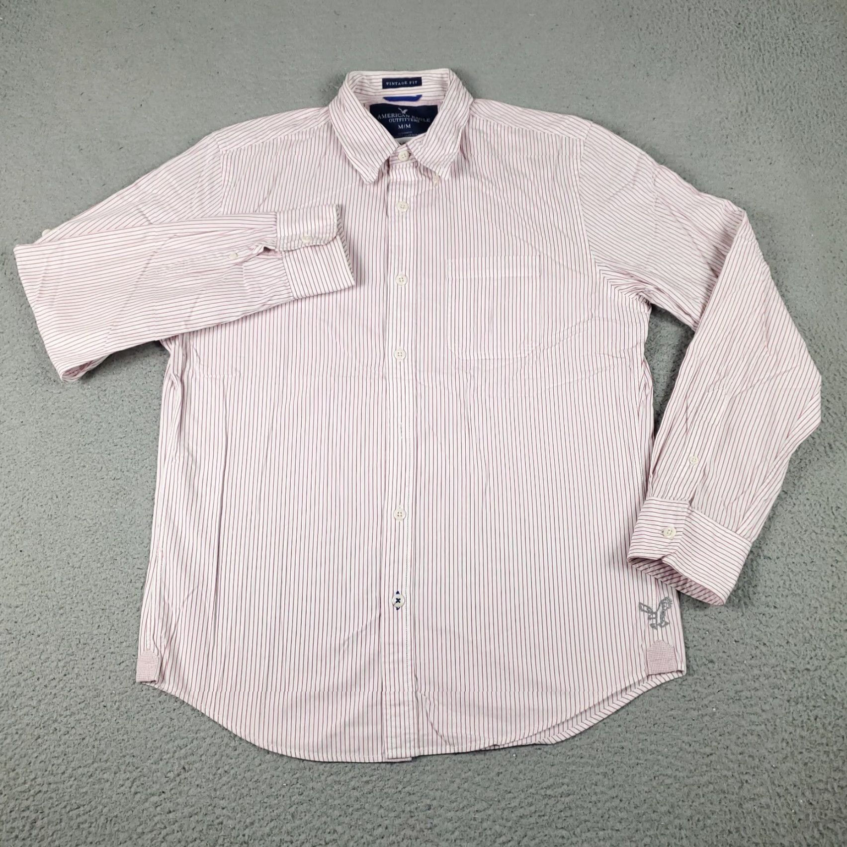 American Eagle Outfitters American Eagle Shirt Mens Medium Pink Striped Button-Up Long Sleeve Casual Modern Size US M / EU 48-50 / 2 - 2 Thumbnail