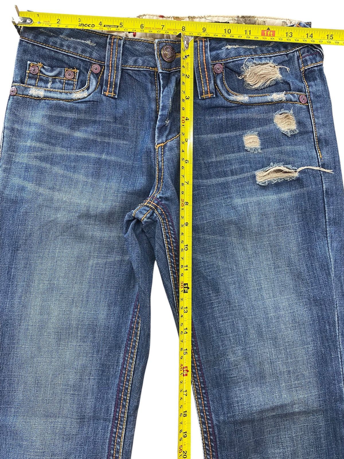 Japanese Brand Japanese Brand Blue Wash Ripped Style Flare Leg Jeans Size US 28 / EU 44 - 6 Thumbnail
