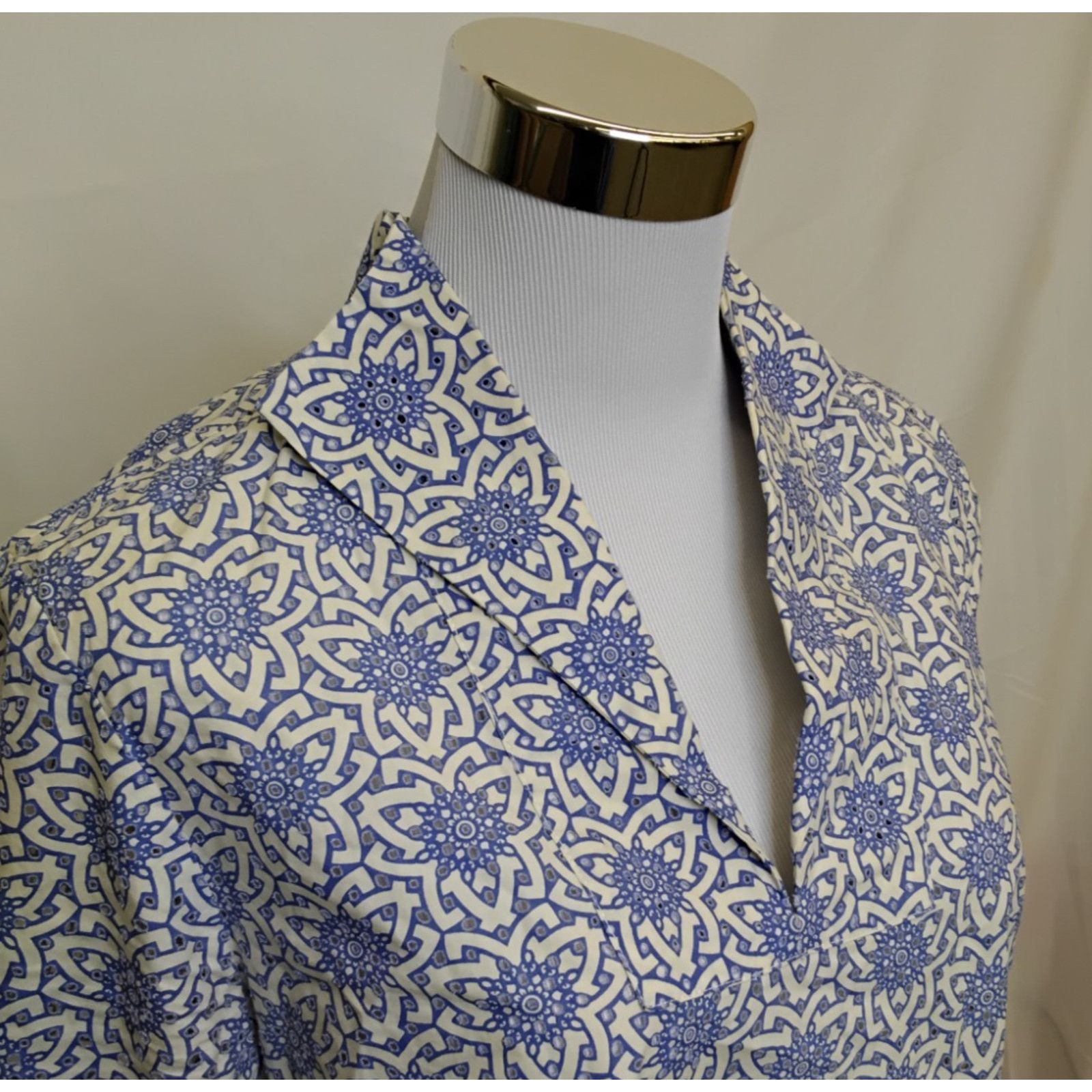 Tory Burch Tory Burch Eyelet Tunic Women's 8 Blue/White Floral Unlined Size M / US 6-8 / IT 42-44 - 4 Thumbnail
