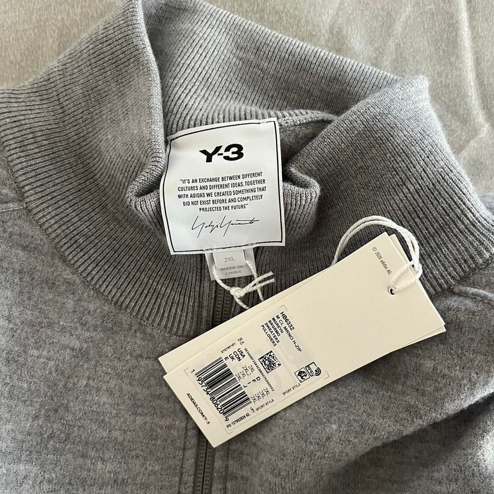 Y-3 Y-3 Grey Embossed Quarter Zip Size US XXL / EU 58 / 5 - 3 Thumbnail