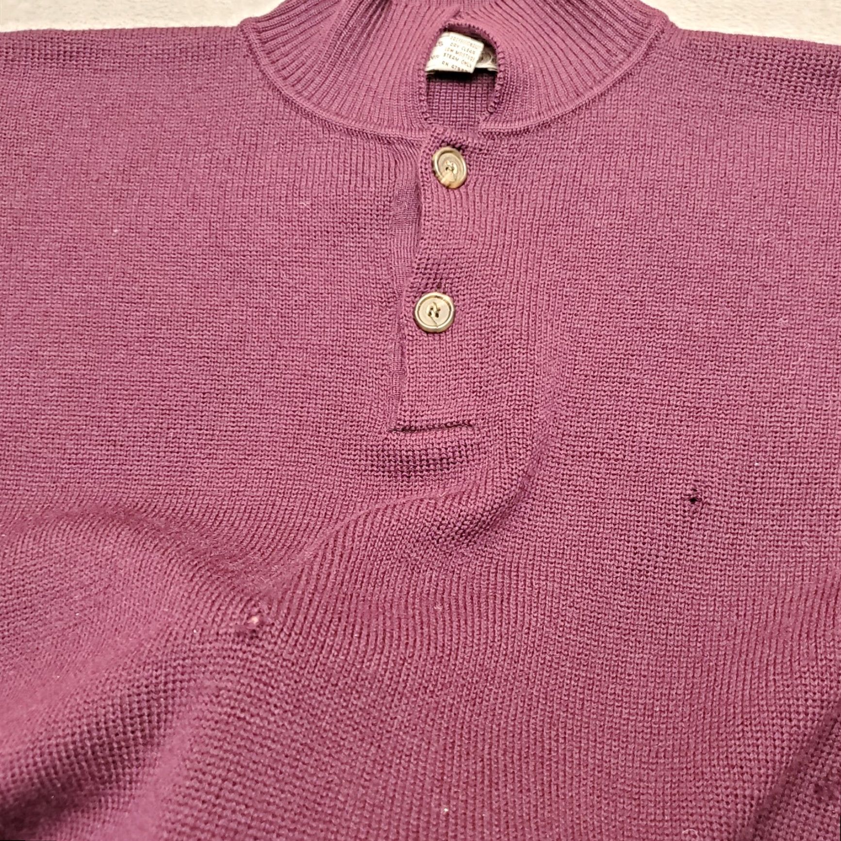 Vintage VINTAGE Tricots St Raphael Sweater Men XL Plum 100% Virgin Wool Collared Pullover Wool Knit Solid Long Sleeve Casual Mens Size US XL / EU 56 / 4 - 5 Thumbnail