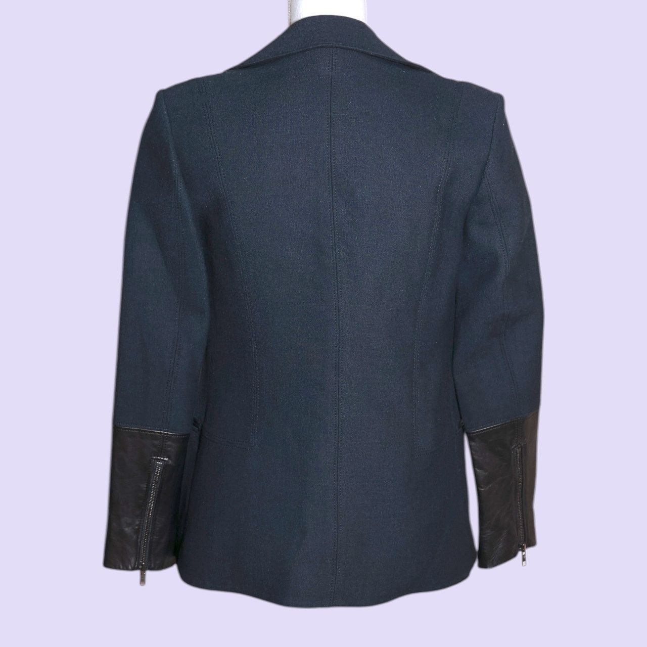 Helmut Lang HELMUT LANG Black Blazer with Lamb Leather Trim - Size 0 Size XS / US 0-2 / IT 36-38 - 5 Thumbnail