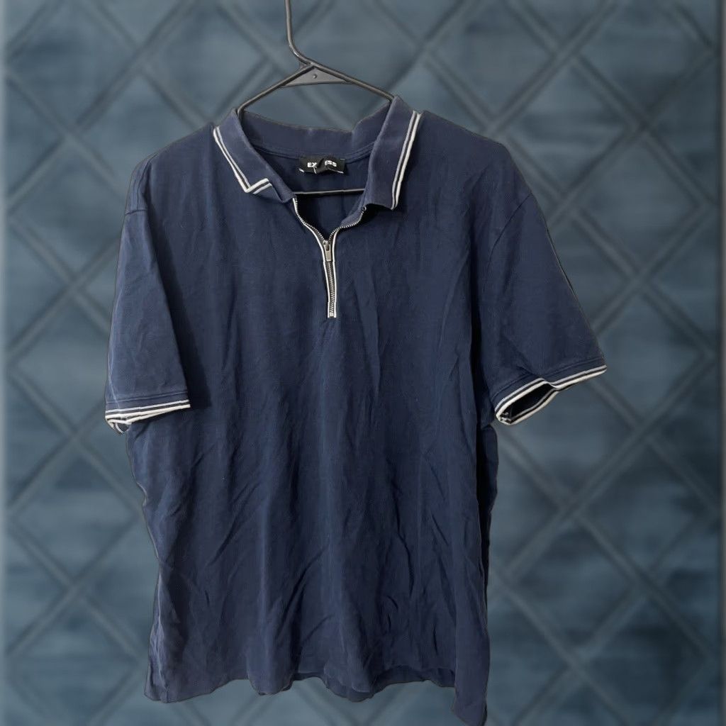 Express VINTAGE Express Polo Shirt Mens XL Navy Blue Short Sleeve 1/4 Zip Logo Lion Preppy Classic Mens Size US XL / EU 56 / 4 - 1 Thumbnail
