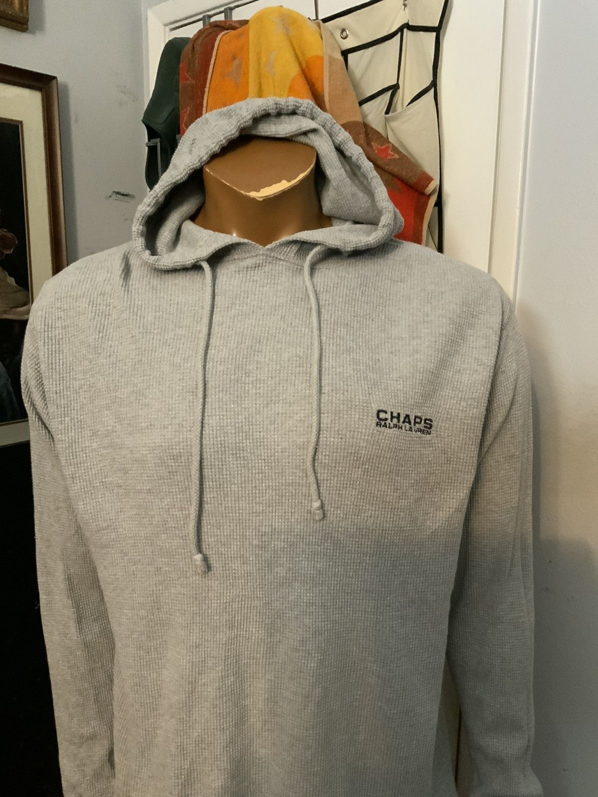 Chaps Ralph Lauren × Vintage Vintage Chaps Ralph Lauren Waffle Knit Thermal Gray Hoodie Size US S / EU 44-46 / 1 - 8 Thumbnail