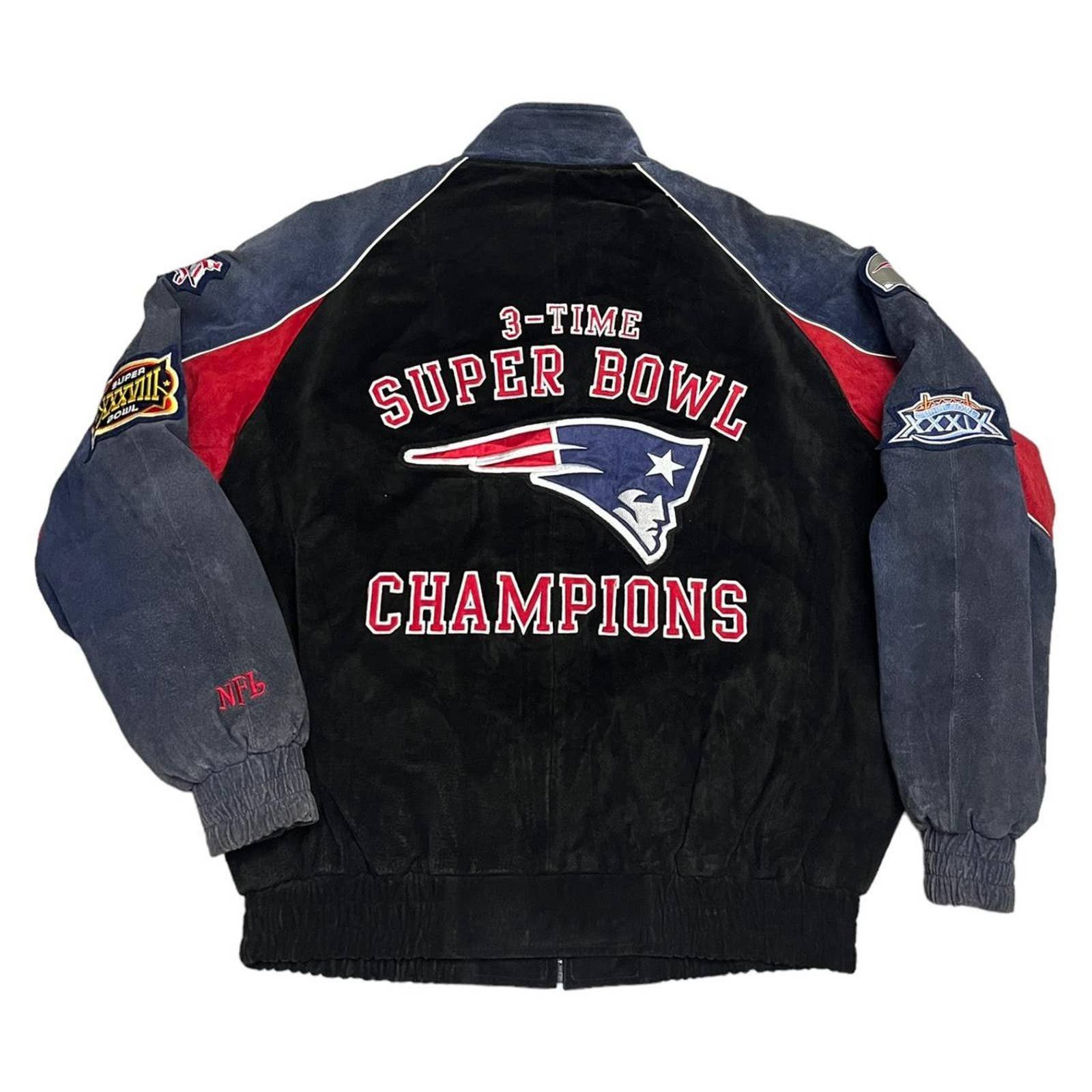 NFL LEATHER Suede NFL New England Patriots Super Bowl Jacket