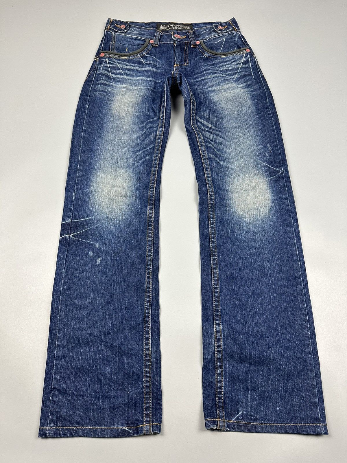 If Six Was Nine × Le Grande Bleu (L.G.B.) Distressed Red Pepper Whiskered Flared Jeans Size US 30 / EU 46 - 3 Thumbnail