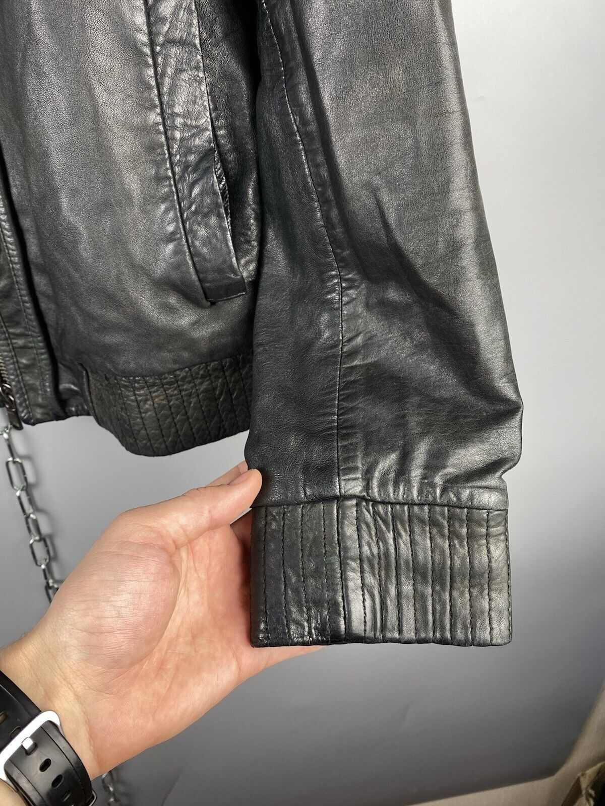 Allsaints Vintage Allsaints Mens Leather Biker Zip Bomber Jacket Size US M / EU 48-50 / 2 - 11 Thumbnail