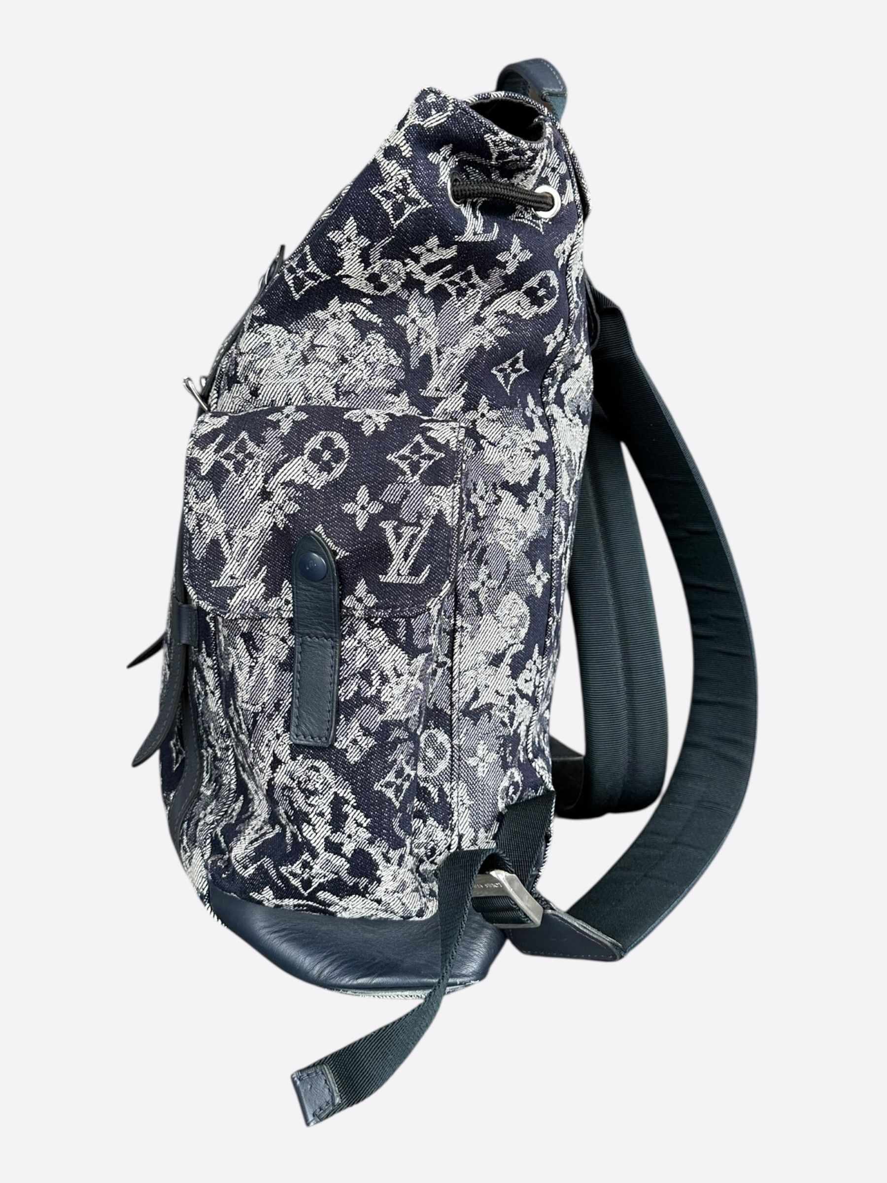 Louis Vuitton Louis Vuitton Navy Tapestry Monogram Christopher Backpack Size ONE SIZE - 4 Thumbnail