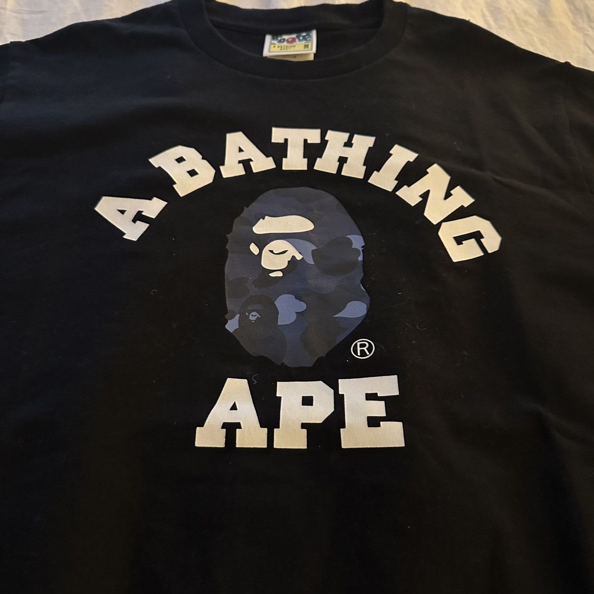 Bape Bape Collge Tee Black and Navy Size US M / EU 48-50 / 2 - 2 Thumbnail