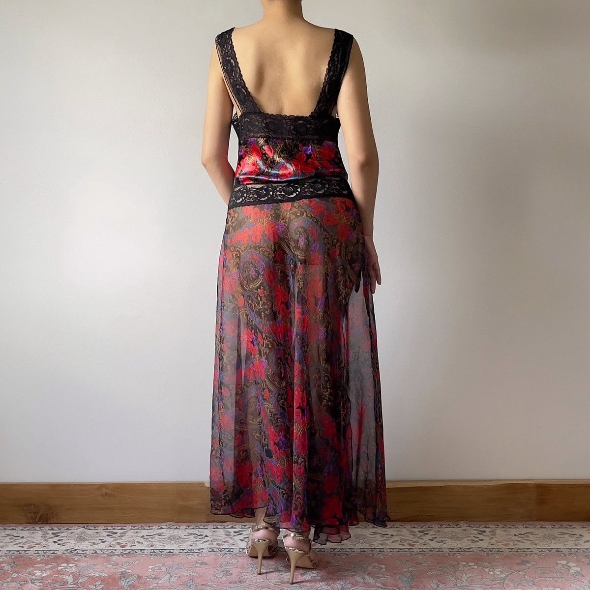 Victoria's Secret Victoria’s Secret 1990s Floral Chiffon Maxi Slip Dress (M–L) Size L / US 10 / IT 46 - 11 Thumbnail