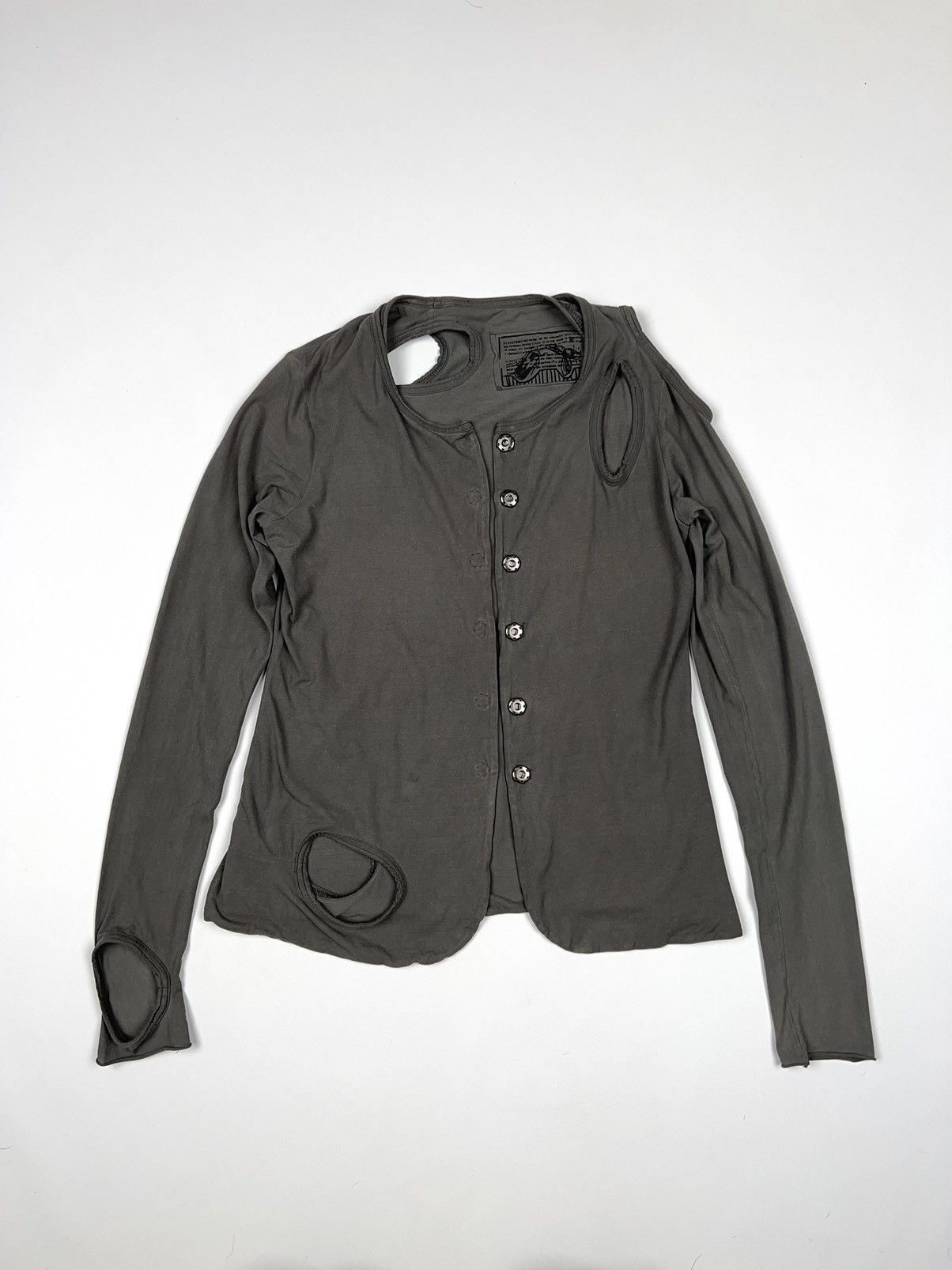 image of Rundholz Black Label Distressed Style Top Holes Cardigan in Khaki, Women's (Size Medium)