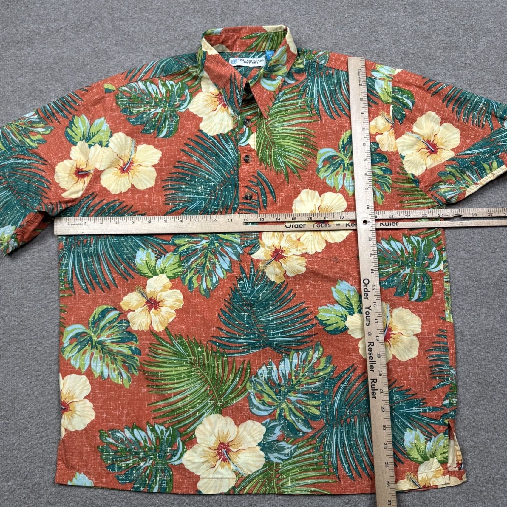 Tori Richard Tori Richard Polo Shirt Men's M Orange Floral Short Sleeve Shirt Size US M / EU 48-50 / 2 - 5 Thumbnail
