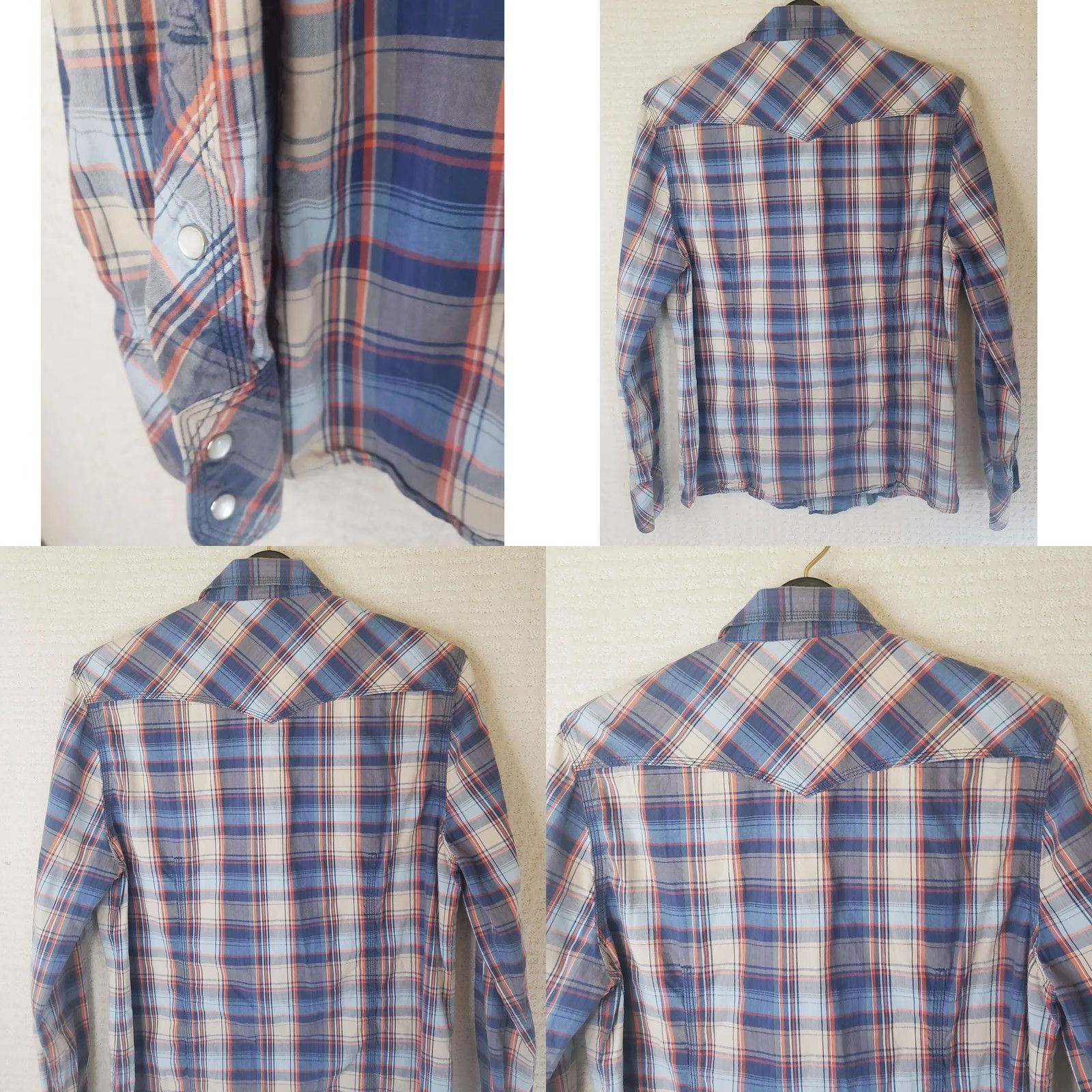 True Religion True Religion Shirt Men L Blue Plaid Pearl Snap Western Long Sleeve Cotton Twill Button-Up Casual Workwear Party/Cocktail Mens Size US L / EU 52-54 / 3 - 8 Thumbnail