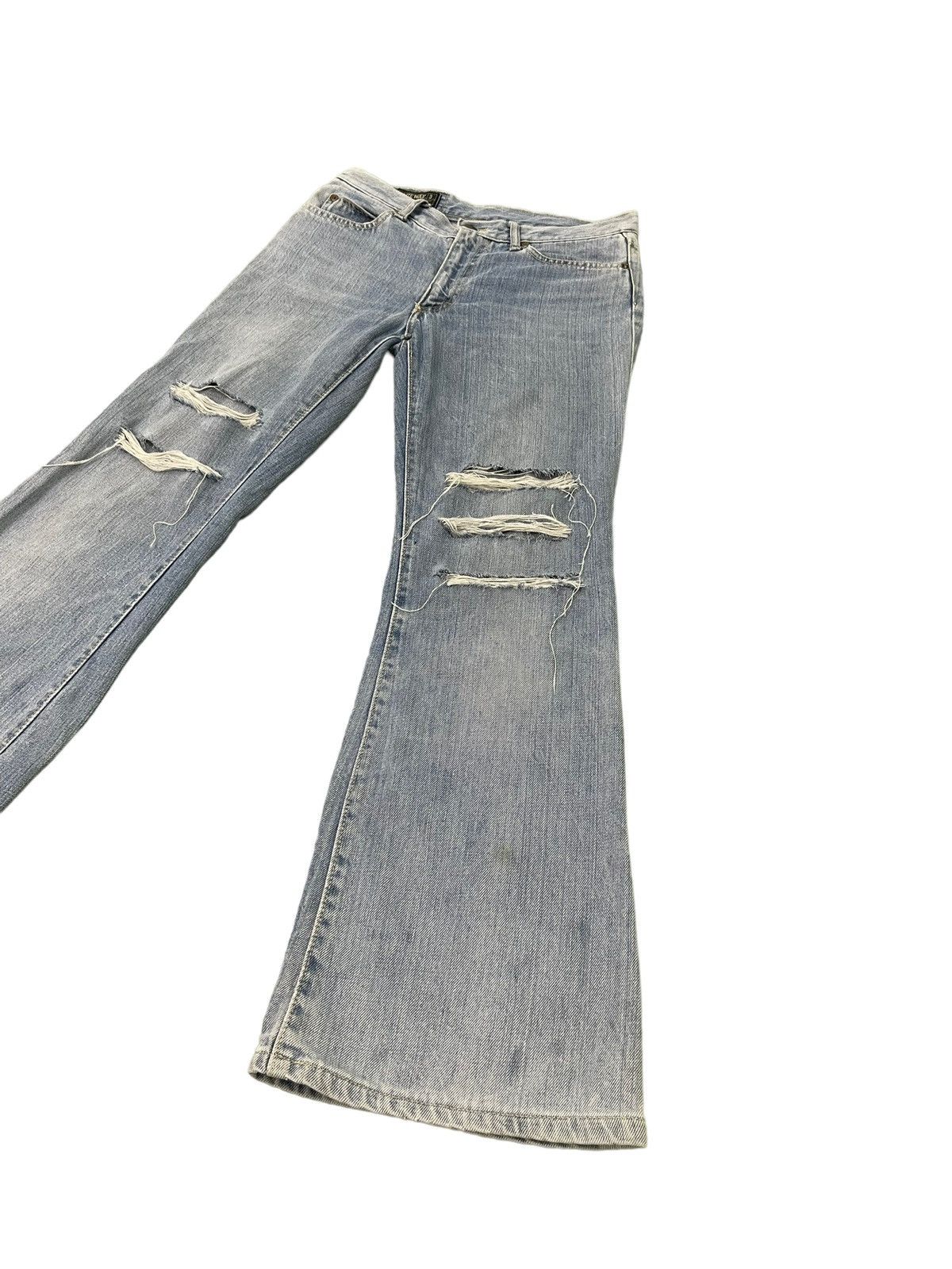 Japanese Brand Flare Jeans Blue Way Japan Faded Distress Boot Cut 7🟦6 Size US 30 / EU 46 - 3 Thumbnail