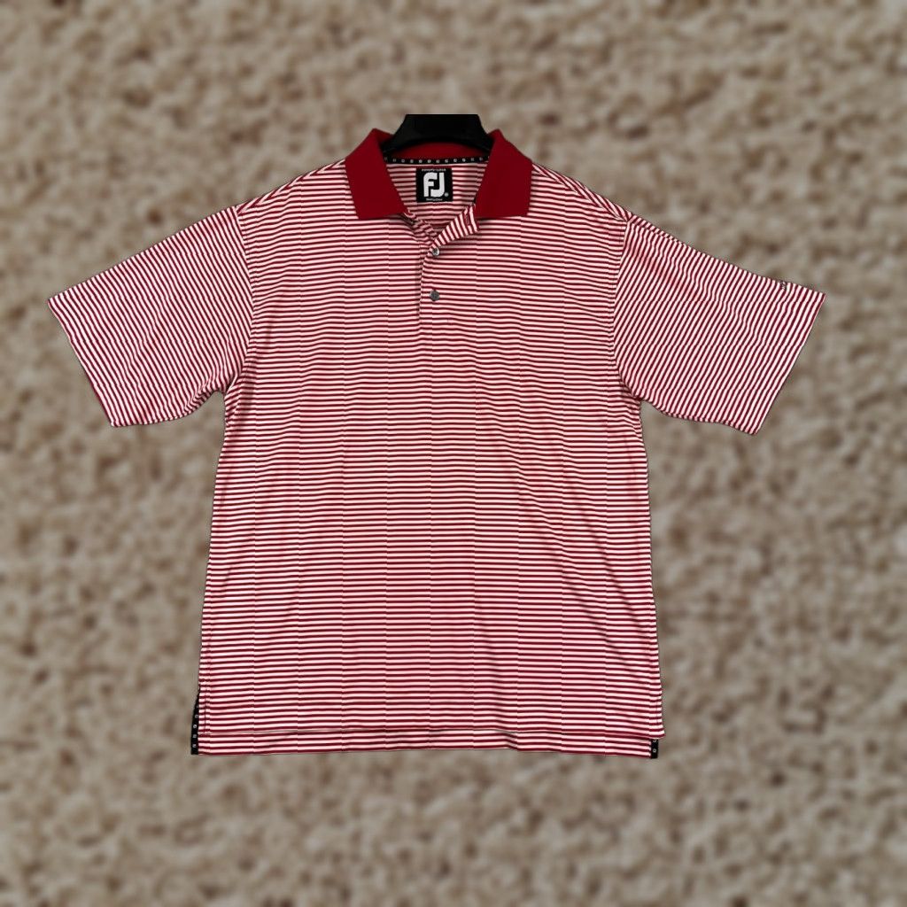 Footjoy FootJoy Polo Shirt Mens M Red White Polyester Blend Golf Lightweight Short Sleeve Size US M / EU 48-50 / 2 - 1 Thumbnail