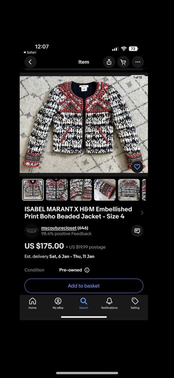 H&M × Isabel Marant × Vintage Isabel Marant x H&M jacket Etoile 2013 Beaded Boho vintage Size S / US 4 / IT 40 - 4 Thumbnail