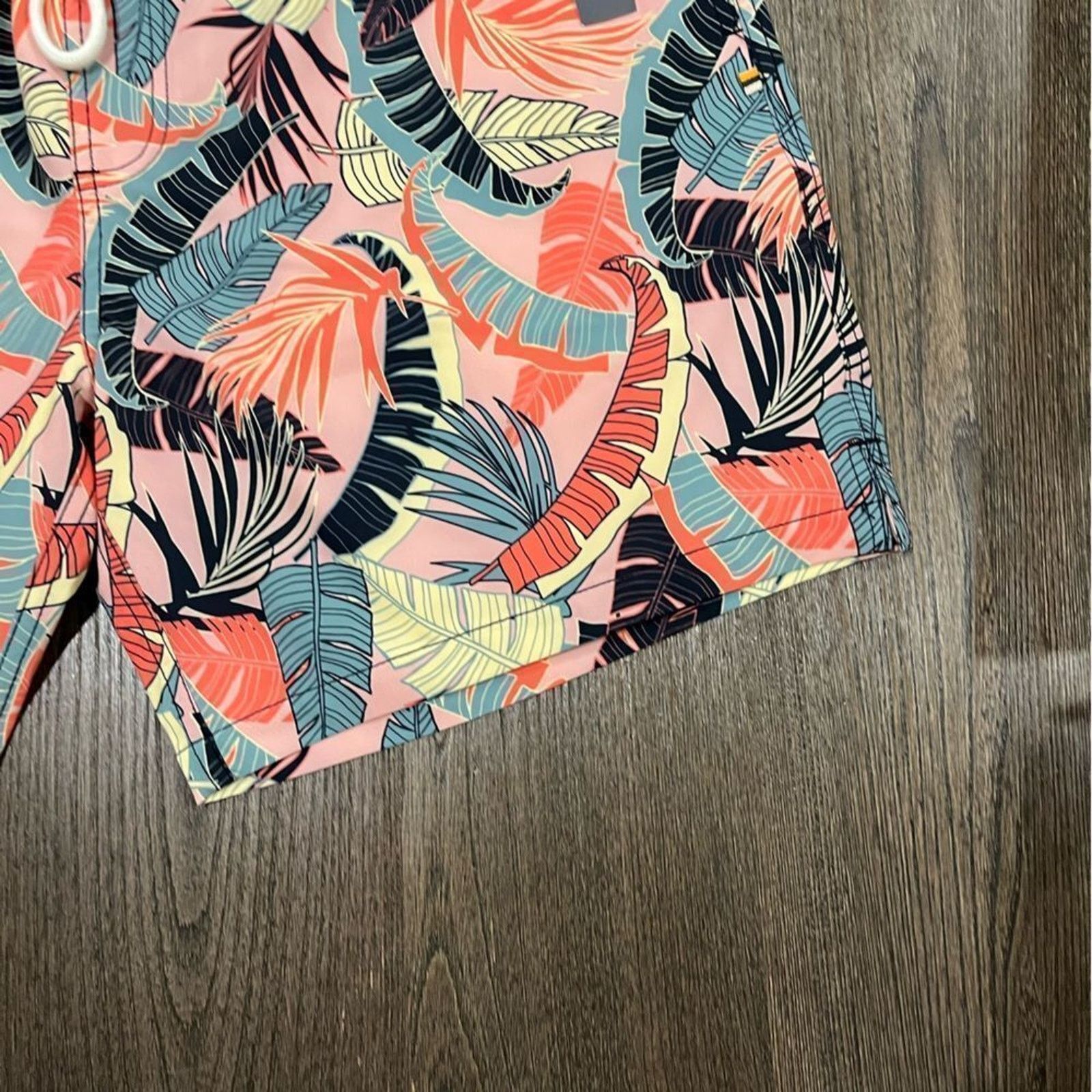 Vintage NWT Johnny Bigg Tropics Stretch Swim Shorts Coral Sz 40/ 1XL Size US 31 - 2 Thumbnail