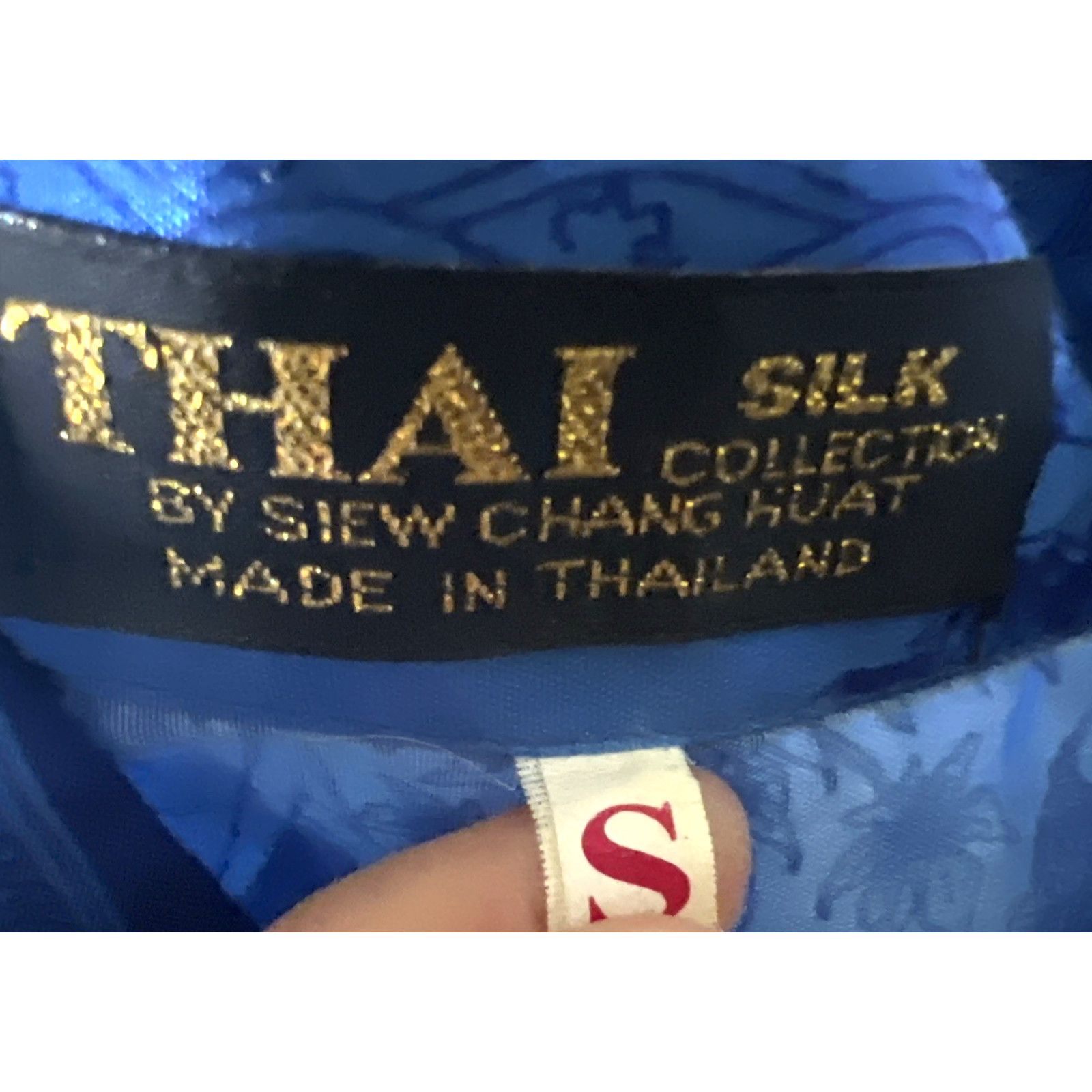 Vintage Thai Silk Siew Chang Huat Blue Button Up Shirt Small Pocket Size US S / EU 44-46 / 1 - 7 Thumbnail
