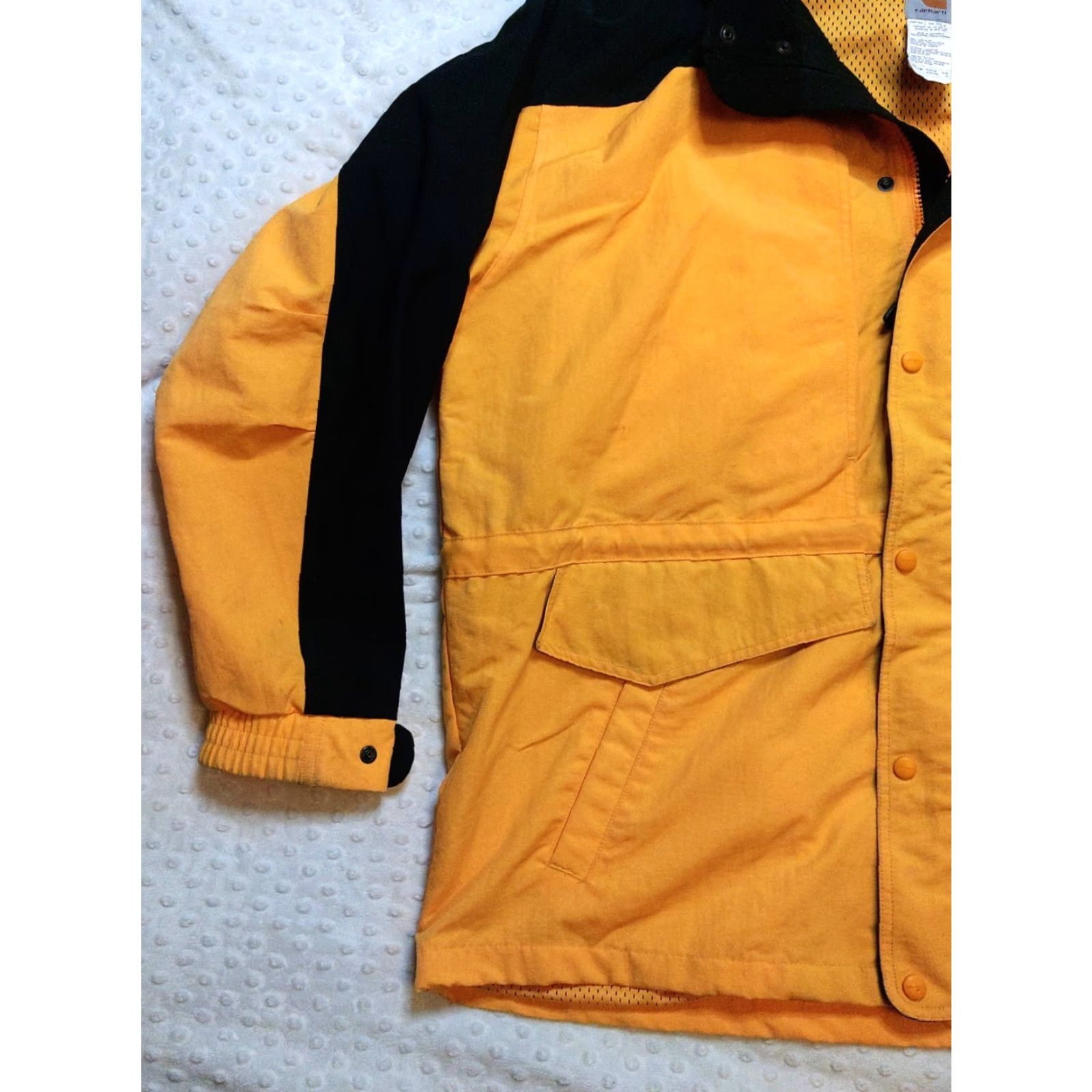 Carhartt VINTAGE Carhartt Jacket C48 90s Yellow & Black Hooded XL Men's Winter Windbreaker Insulated Mid-Length Size US XL / EU 56 / 4 - 3 Thumbnail