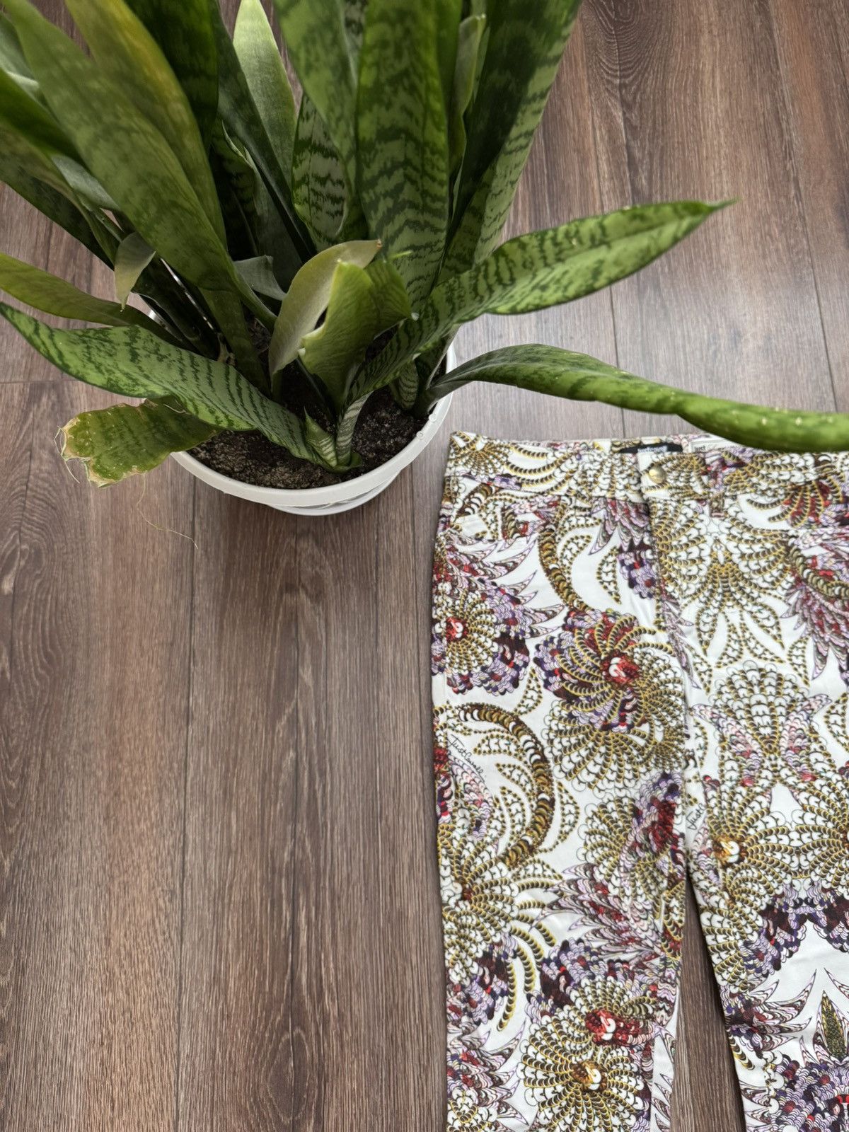 Just Cavalli RRP$490 Just Cavalli Women's Beige full Print Straight Pants Size 26 Size 26" / US 2 / IT 38 - 2 Thumbnail