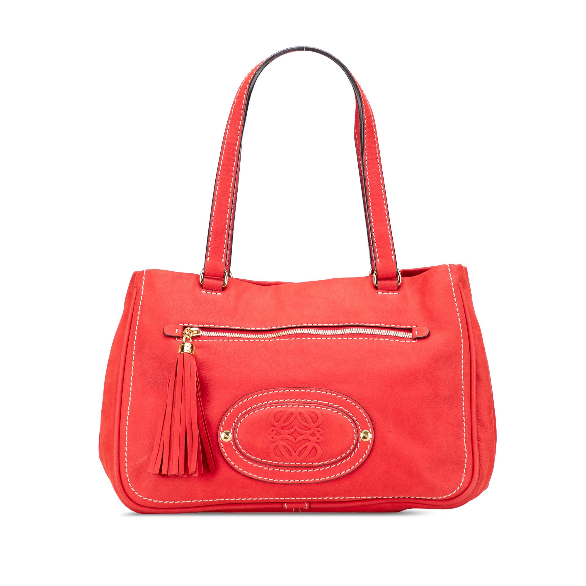 Loewe LOEWE Nubuck Anagram Madrid Fringe Shoulder Bag Size ONE SIZE - 1 Thumbnail