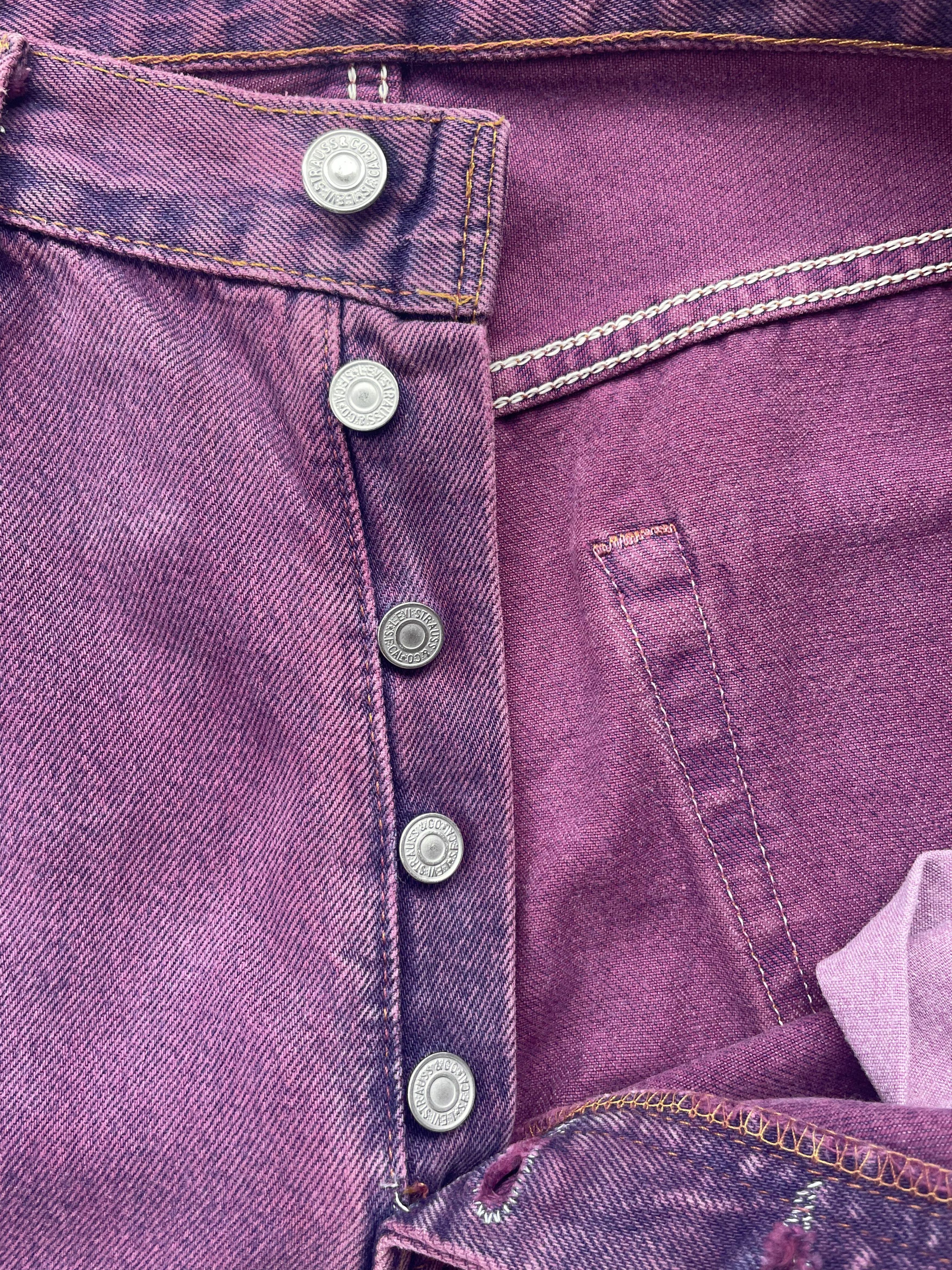 Levi's Vintage 2000 Levis 501 e Purple Faded Denim Size US 33 - 9 Thumbnail