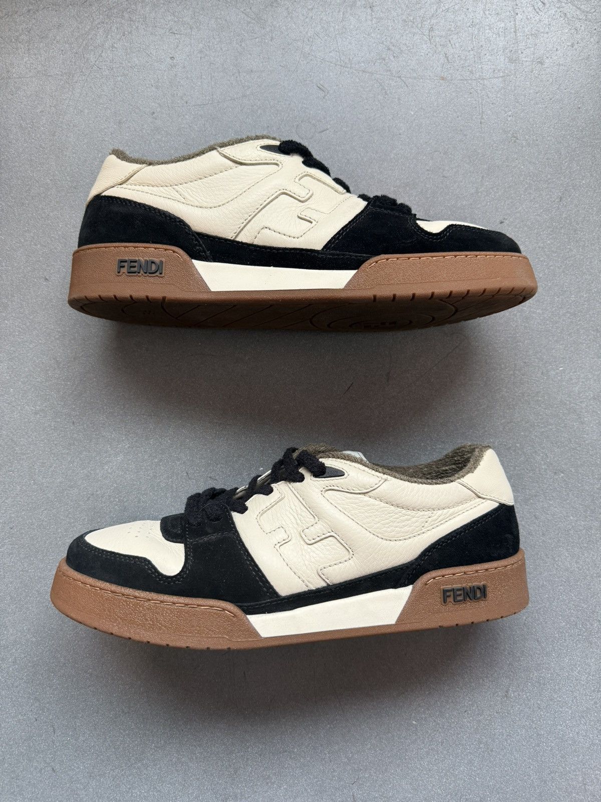Fendi Fendi Match Low Top Leather Sneaker Cream/Black Size US 11 / EU 44 - 1 Thumbnail