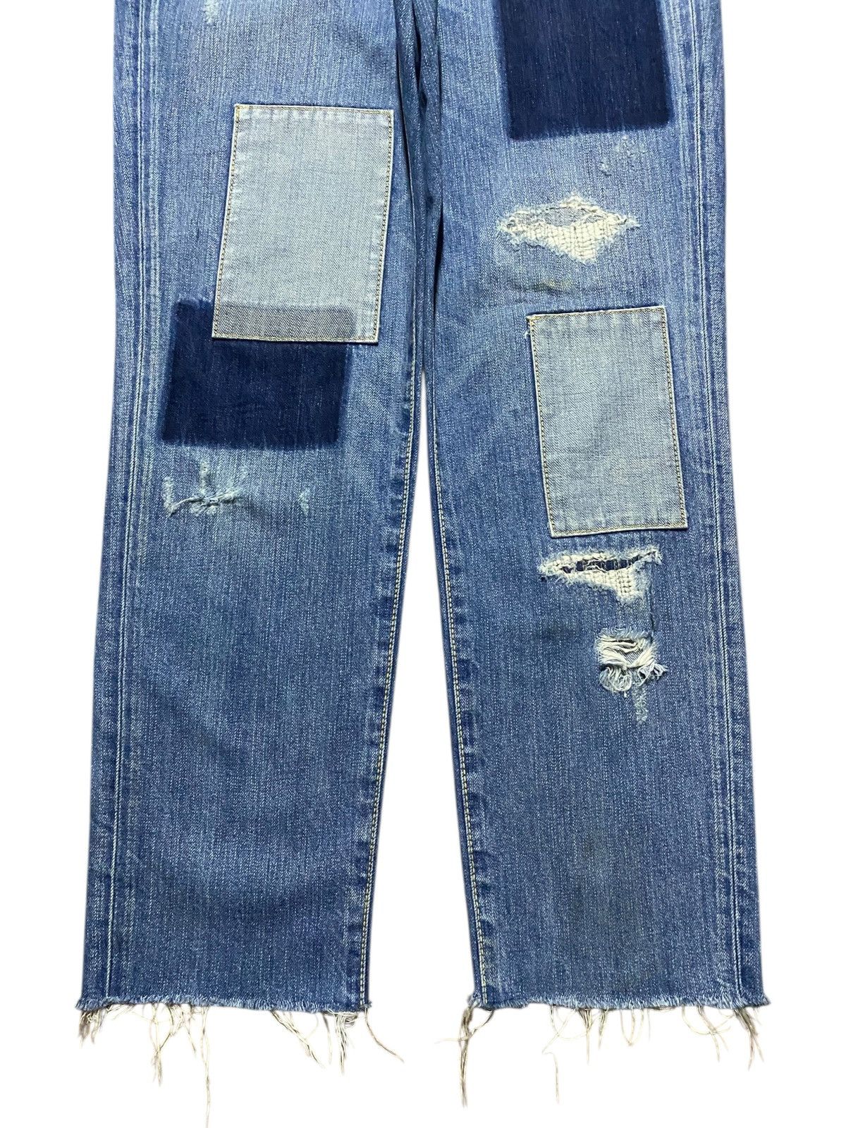POST ARCHIVE FACTION (PAF) Vintage Moussy Blue Patches Distresse Straight Fit Jean Size 27" / US 4 / IT 40 - 5 Thumbnail
