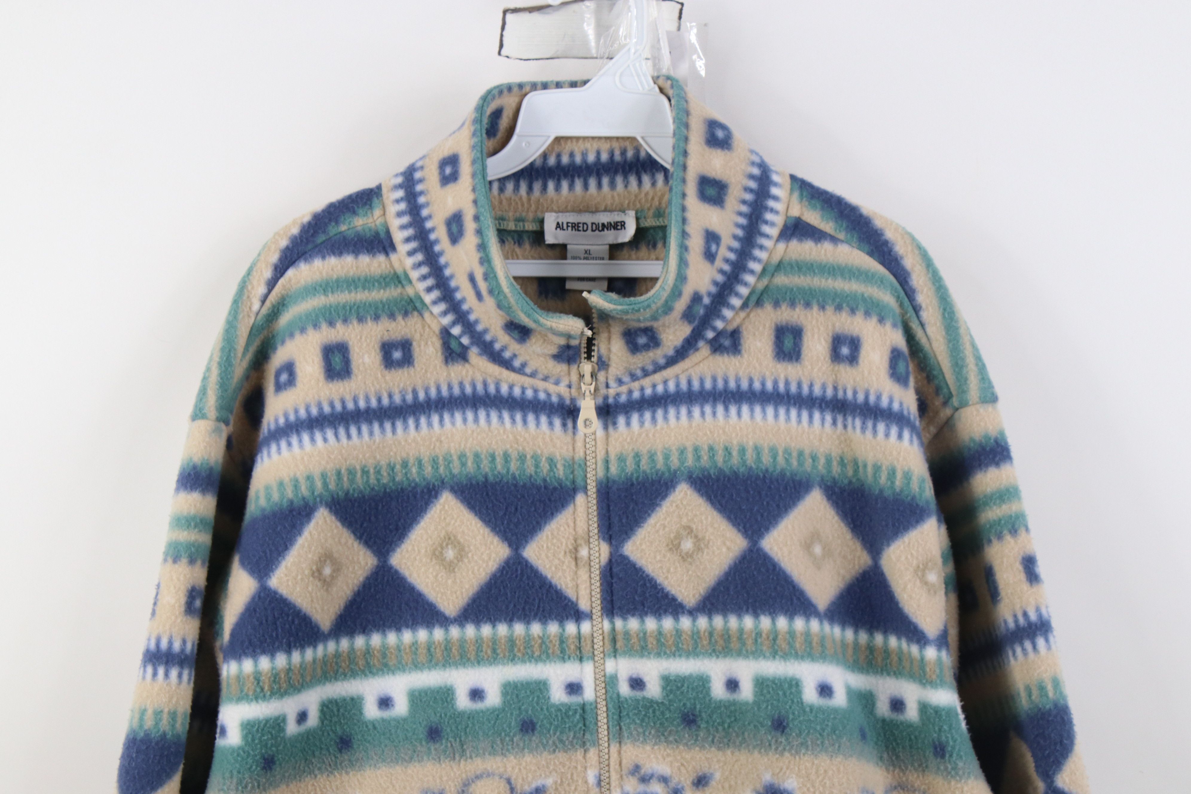 Vintage Vintage 90s Streetwear Fair Isle Fleece Full Zip Jacket Size XL / US 12-14 / IT 48-50 - 2 Thumbnail