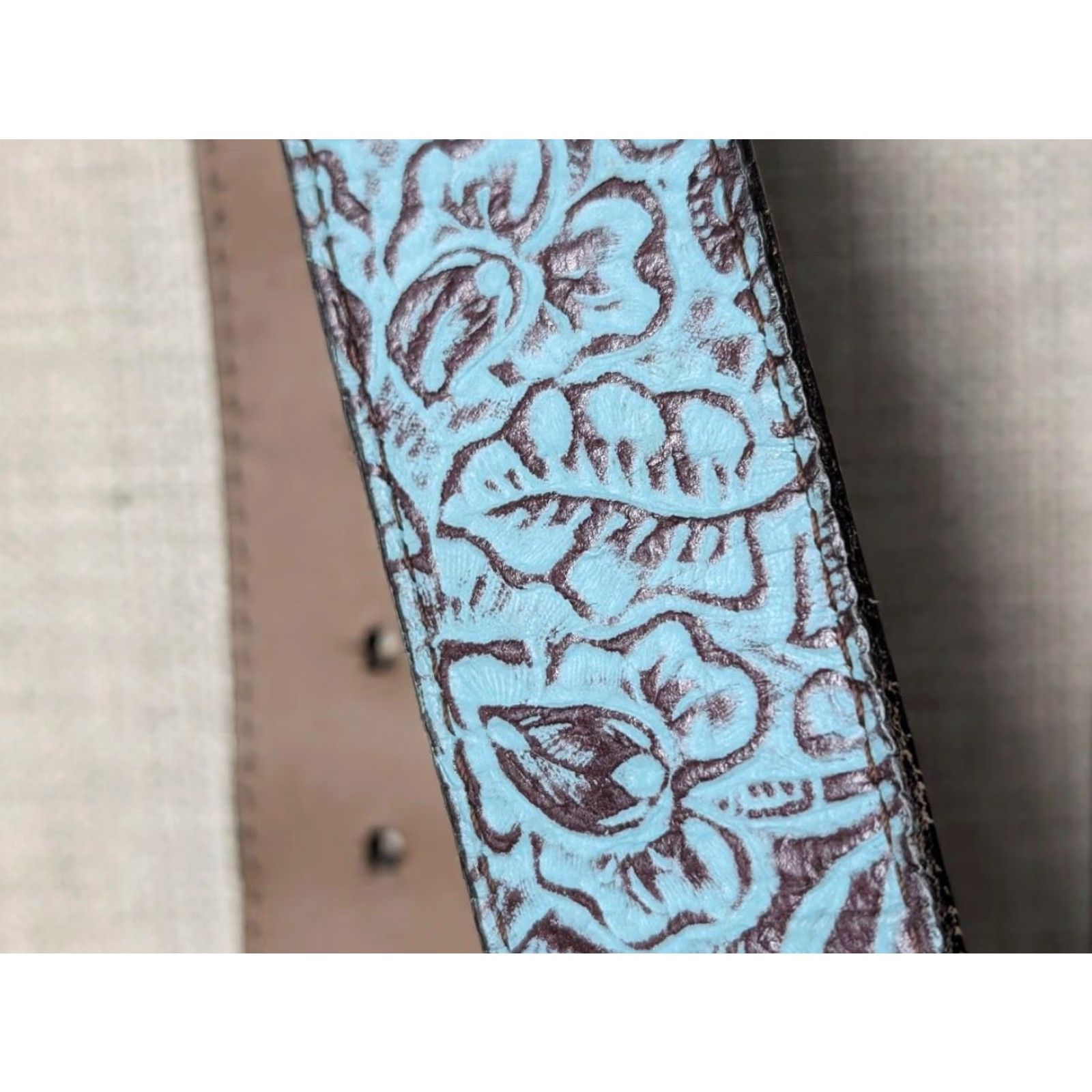 Miss Me VINTAGE western belt Miss Me Teal Tooled Leather 30" Women Belt Size ONE SIZE - 7 Thumbnail