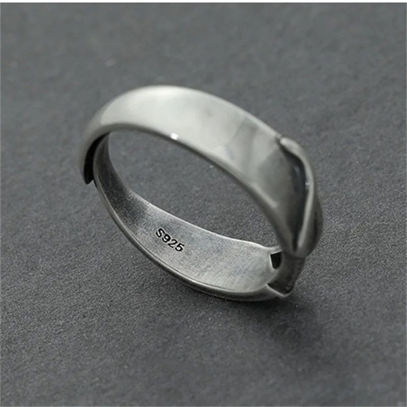 Jewelry × Vintage S925 Ring Male Index Finger Hollow Lines Design Ring Size ONE SIZE - 2 Thumbnail
