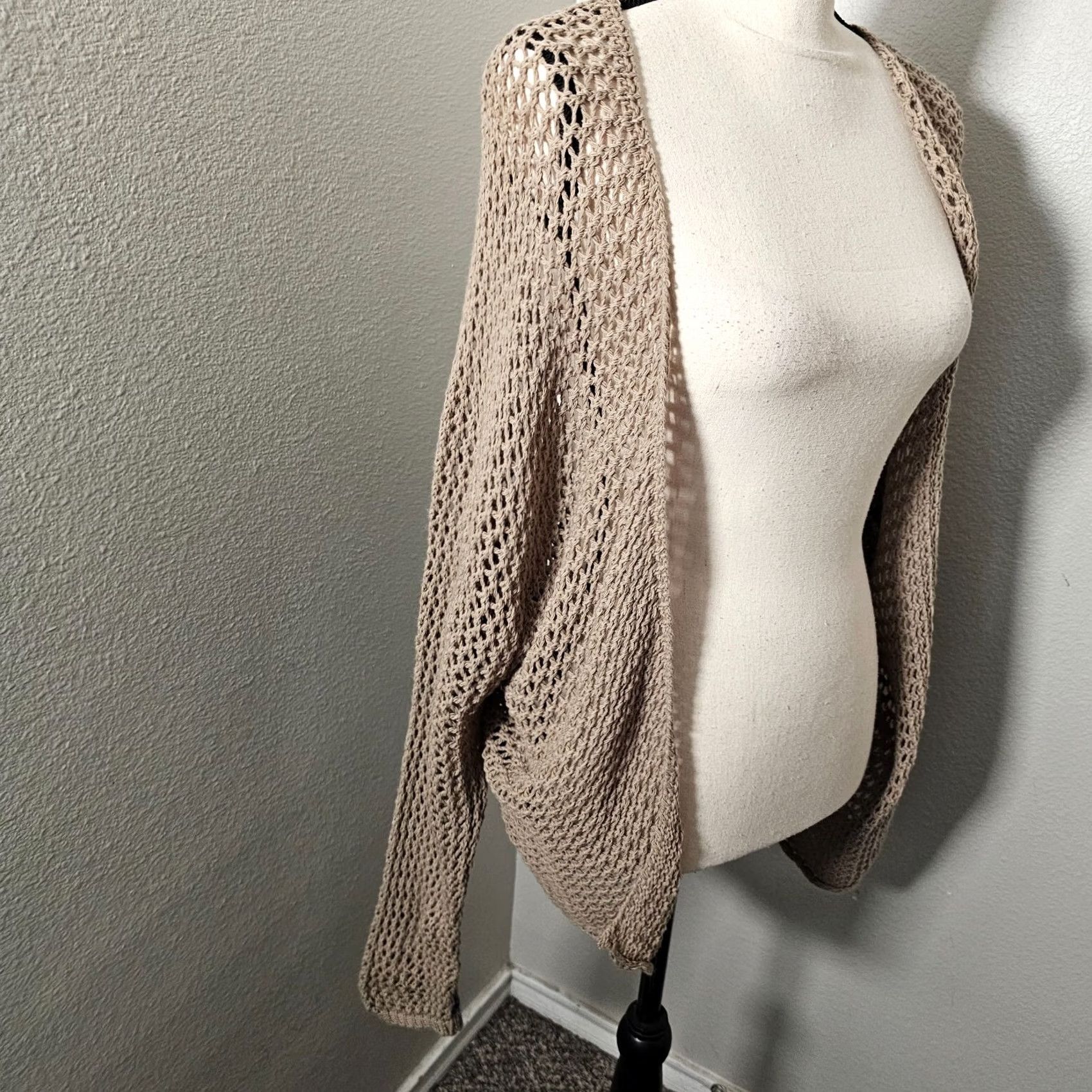 Vintage Don’t Ask Why Cardigan Women One Size Cable-Knit Brown Open Front Long Sleeve Knit Sweater 90s Bohemian Vintage No Size ONE SIZE - 5 Thumbnail