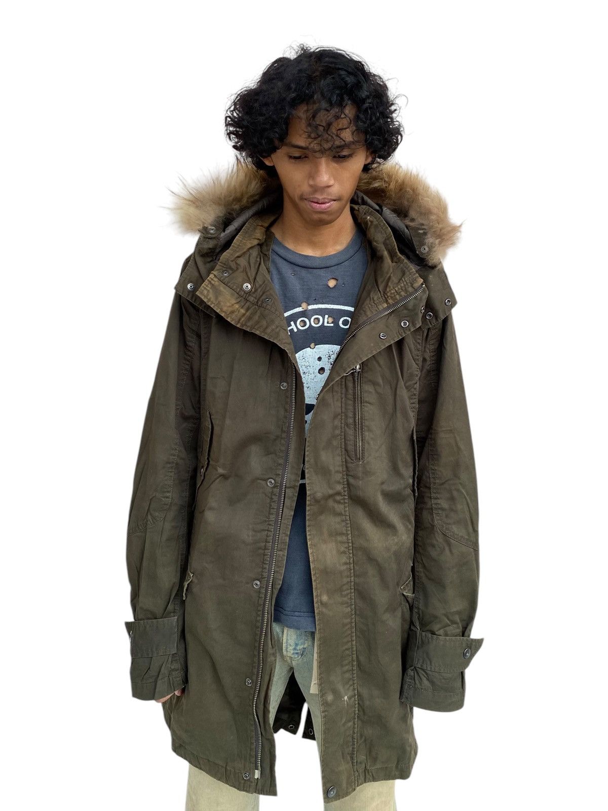 If Six Was Nine 2000s Nicole Club For Man - Fur Raccoon Hoodie Cargo Jacket Size US L / EU 52-54 / 3 - 3 Thumbnail