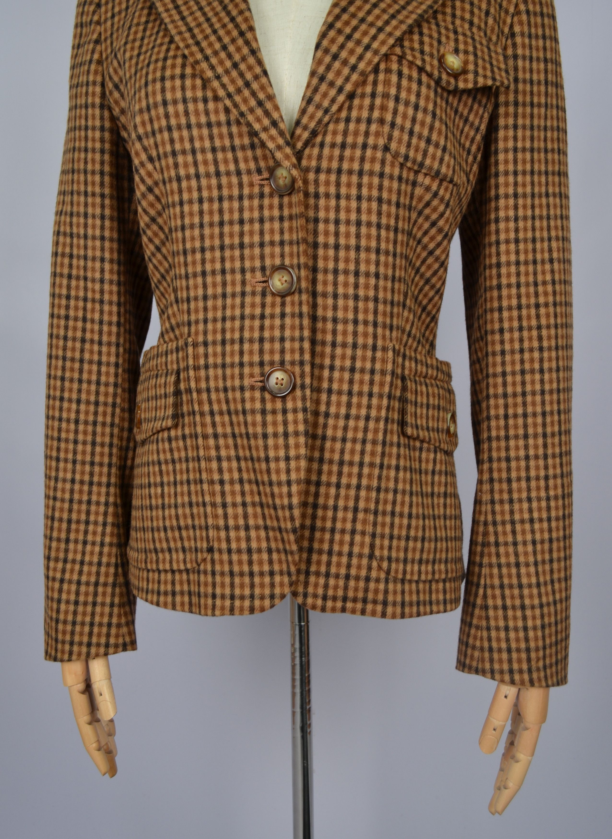 Designer × Max Mara Max Mara Check Brown Wool Angora Blazer Jacket Size US6 Size M / US 6-8 / IT 42-44 - 5 Thumbnail