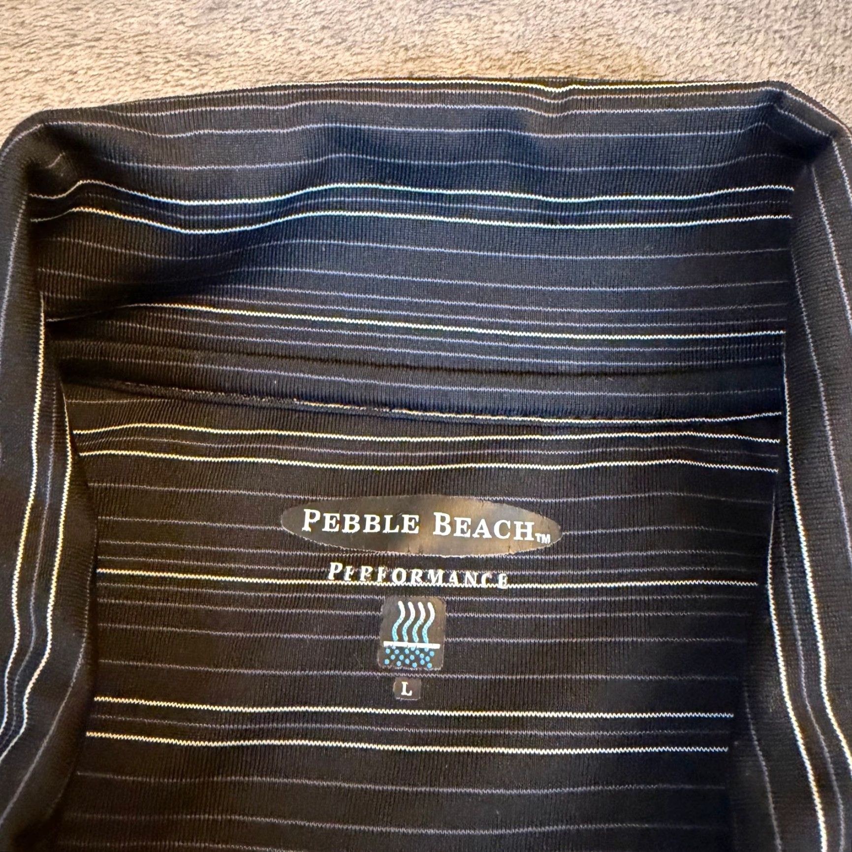 Vintage Pebble Beach Polo Shirt Mens Large Black White Striped Golf Performance Athletic Short Sleeve Shirt Size US L / EU 52-54 / 3 - 2 Thumbnail